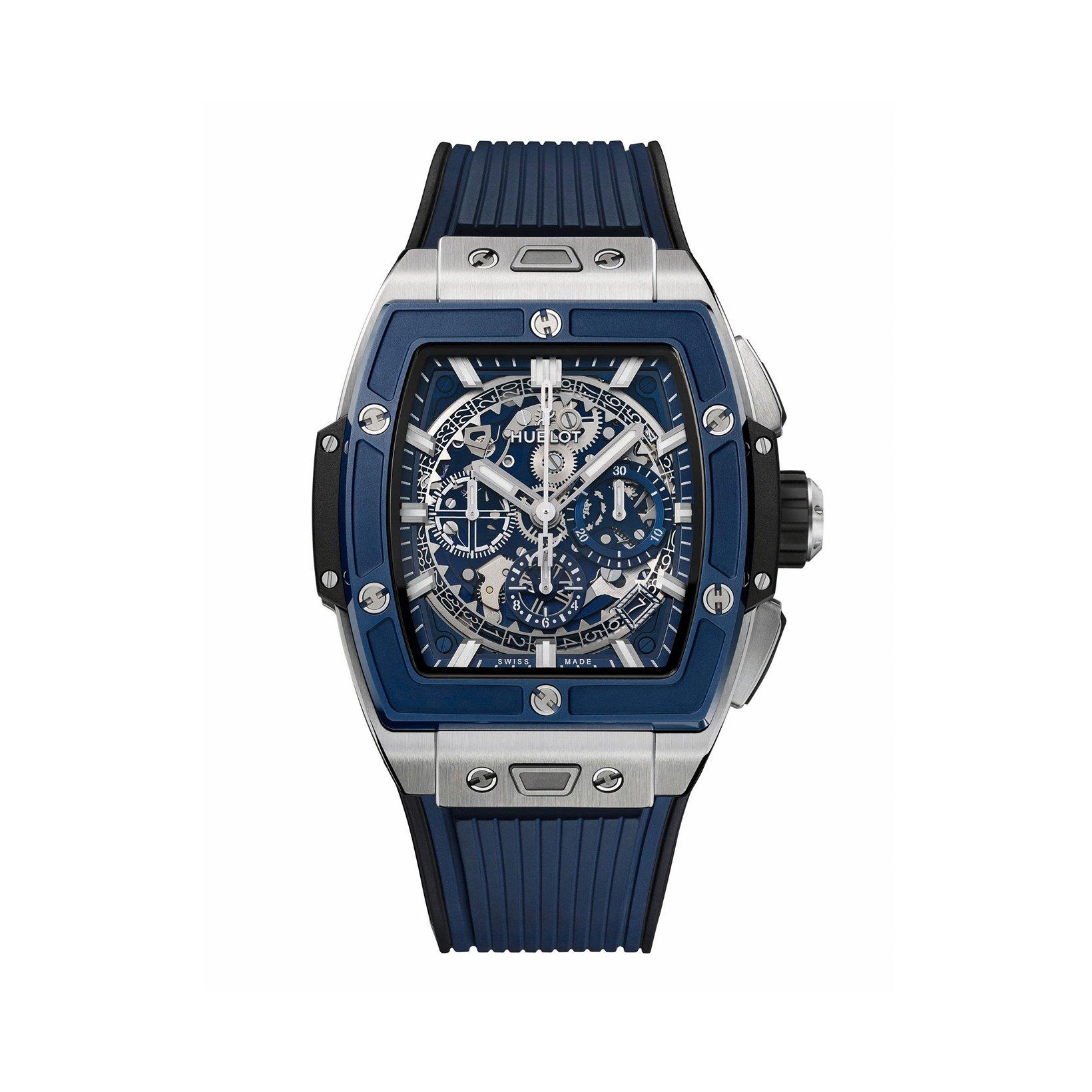 Hublot Spirit Of Big Bang Titanium Blue Ceramic Automatic 42 mm Titanium Watch  Blue Dial   Rubber Strap