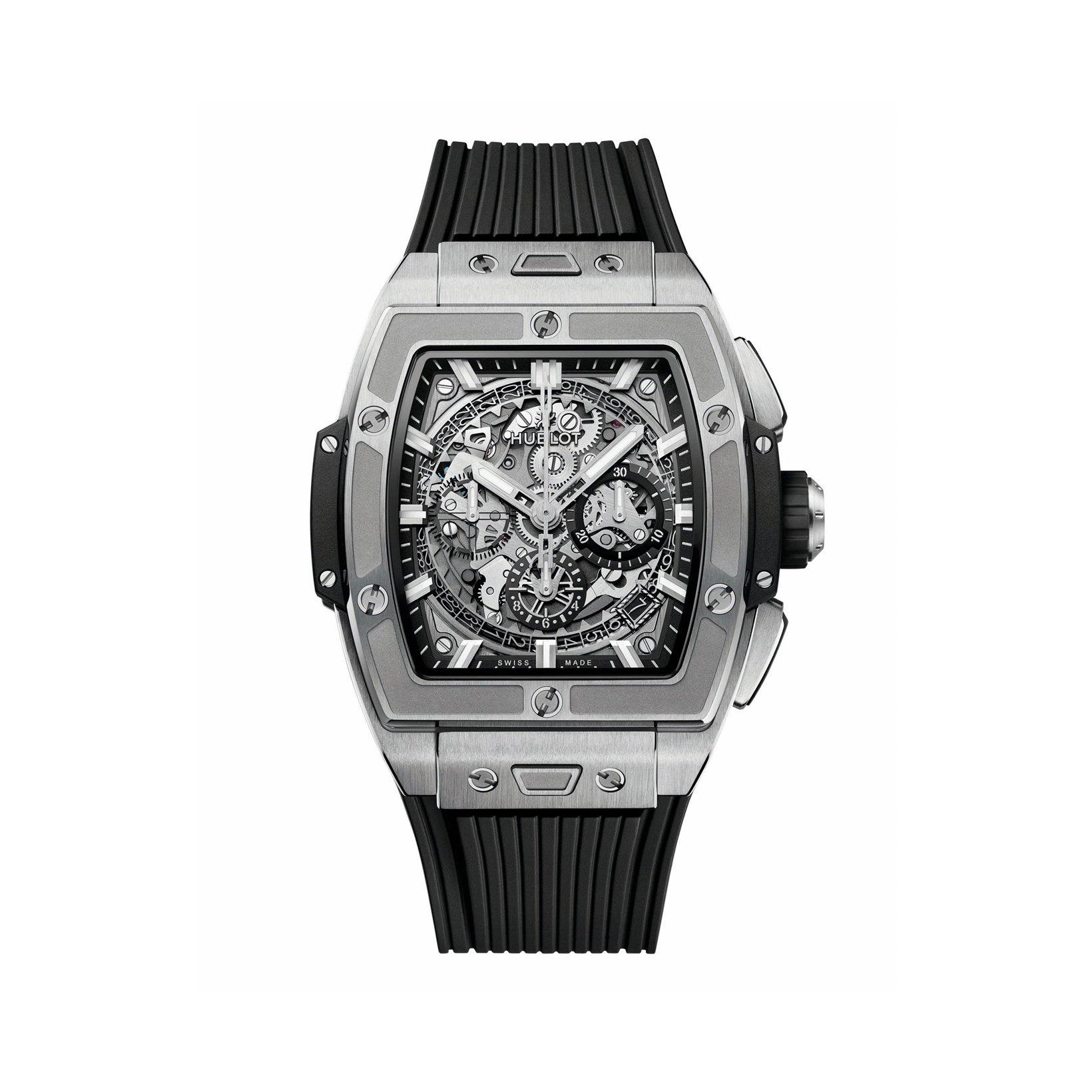 Hublot Spirit Of Big Bang Titanium Automatic 42 mm Titanium Watch  Black Dial   Rubber Strap