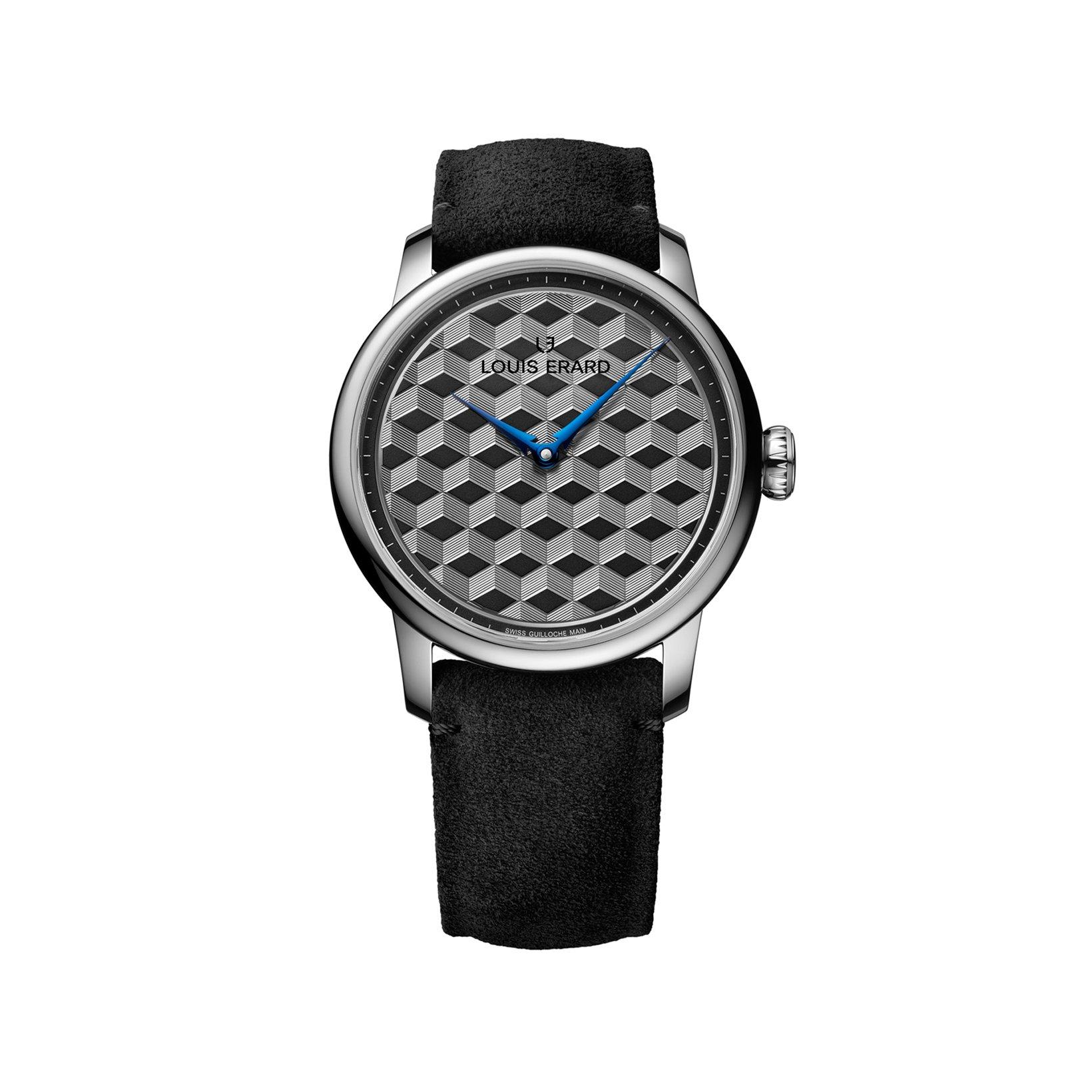 Louis Erard Noirmont Metiers D'Art Petite Seconde Automatic 42 mm Stainless Steel Watch  Black Dial   Leather Strap