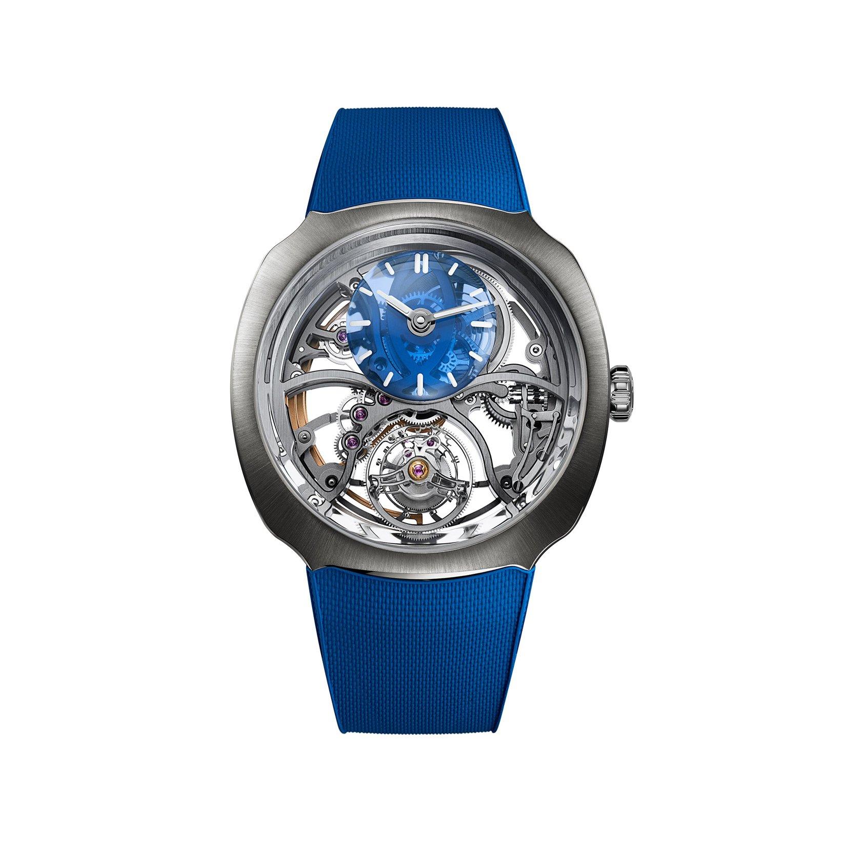 H. Moser & Cie Streamliner Alpine Limited Edition Automatic 42.3 mm Stainless Steel Watch  Blue Dial   Rubber Strap