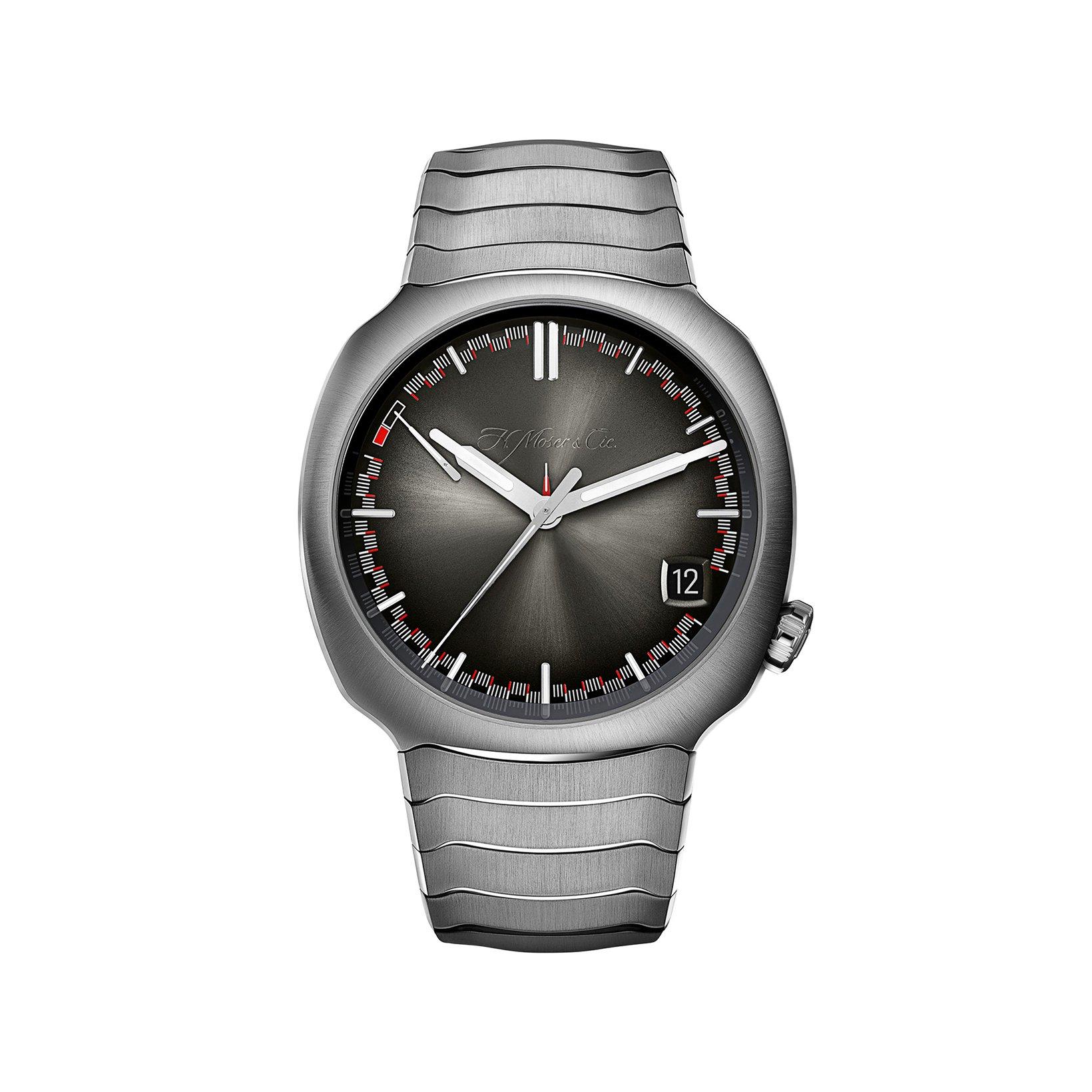 H. Moser & Cie Streamliner Perpetual Calendar Manual Winding 42.3 mm Stainless Steel Watch  Grey Fume Dial  Stainless Steel Bracelet
