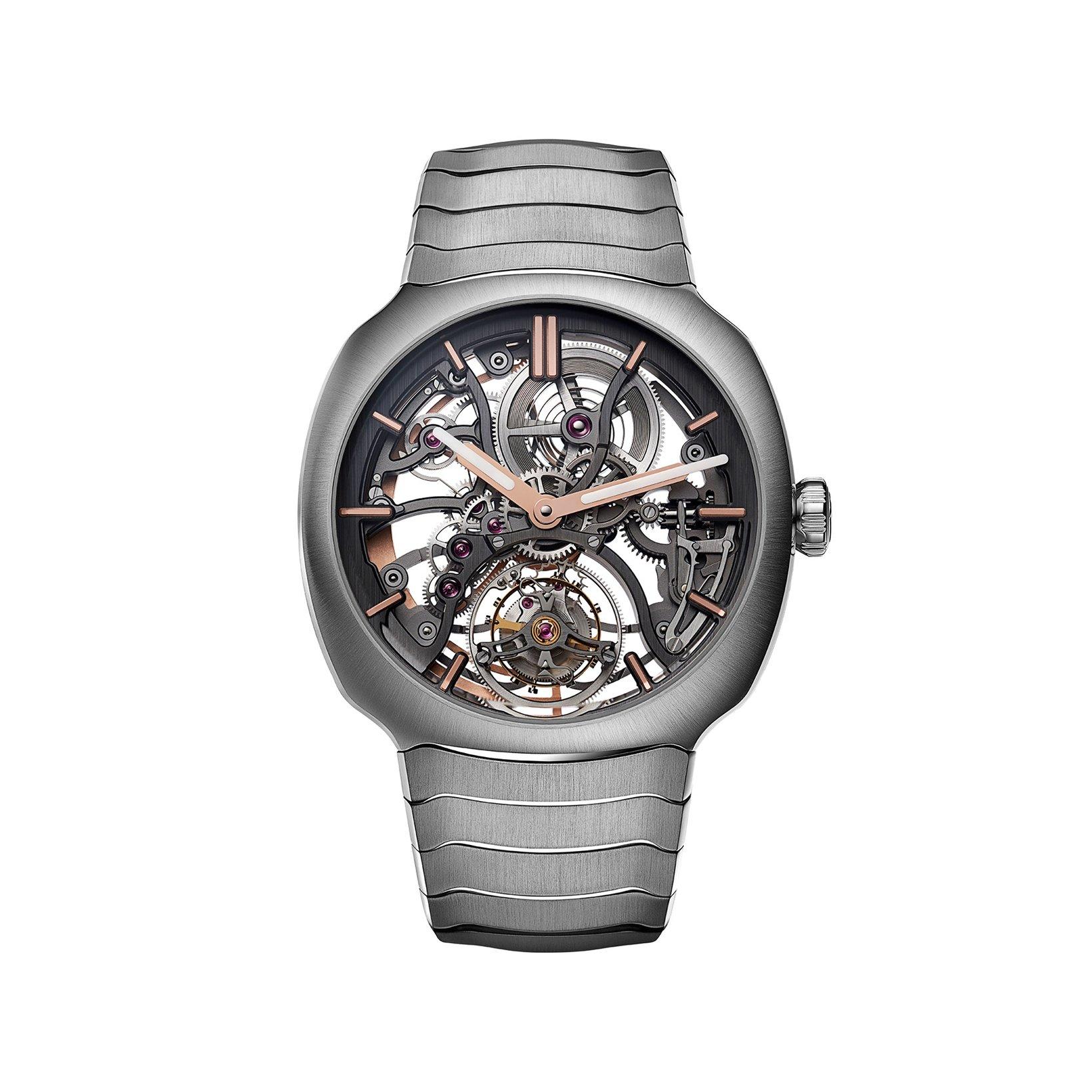 H. Moser & Cie Streamliner Tourbillon Skeleton Automatic 40 mm Stainless Steel Watch  Silver Dial  Stainless Steel Bracelet