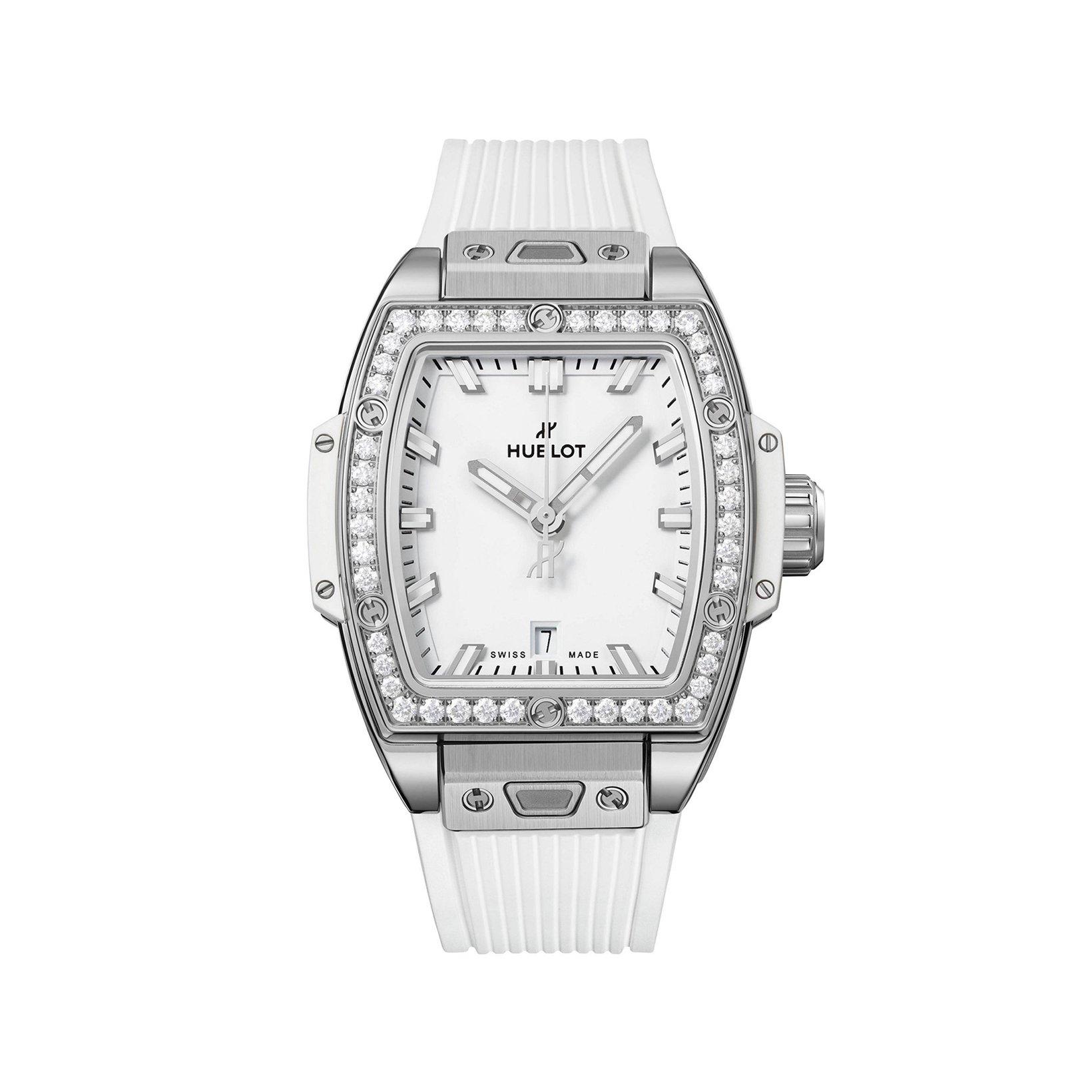 Hublot Spirit Of Big Bang Steel White Diamonds Automatic  mm Stainless Steel Watch  White Dial   Rubber Strap