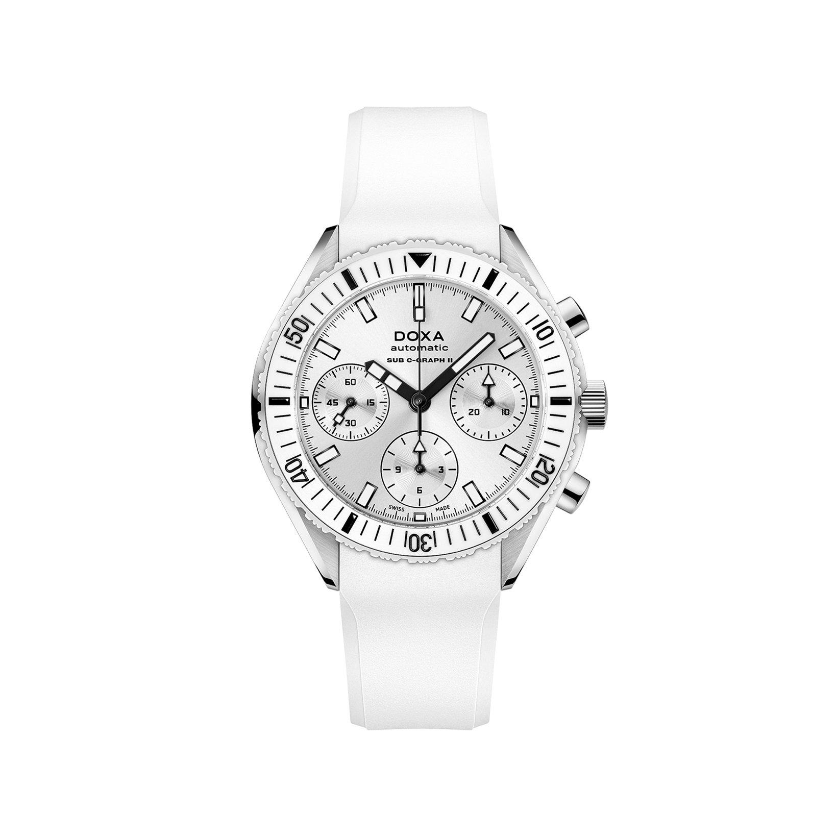 Doxa Watches Sub 200 C-Graph Ii Sub 200 C-Graph Ii Whitepearl Automatic 42 mm Stainless Steel Watch  White Dial   Rubber Strap