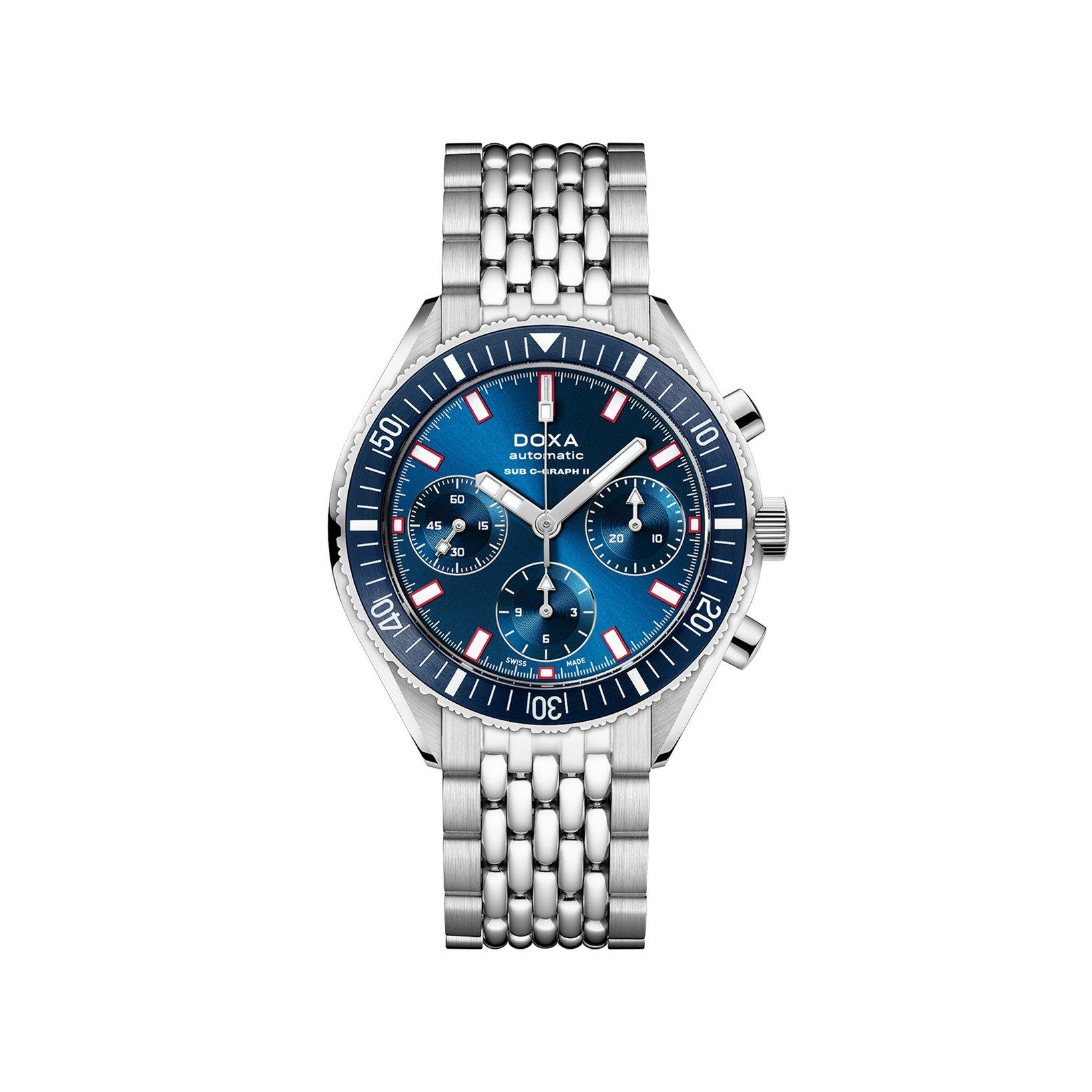 Doxa Watches Sub 200 C-Graph Ii Caribbean Automatic 42 mm Stainless Steel Watch  Blue Dial  Stainless Steel Bracelet