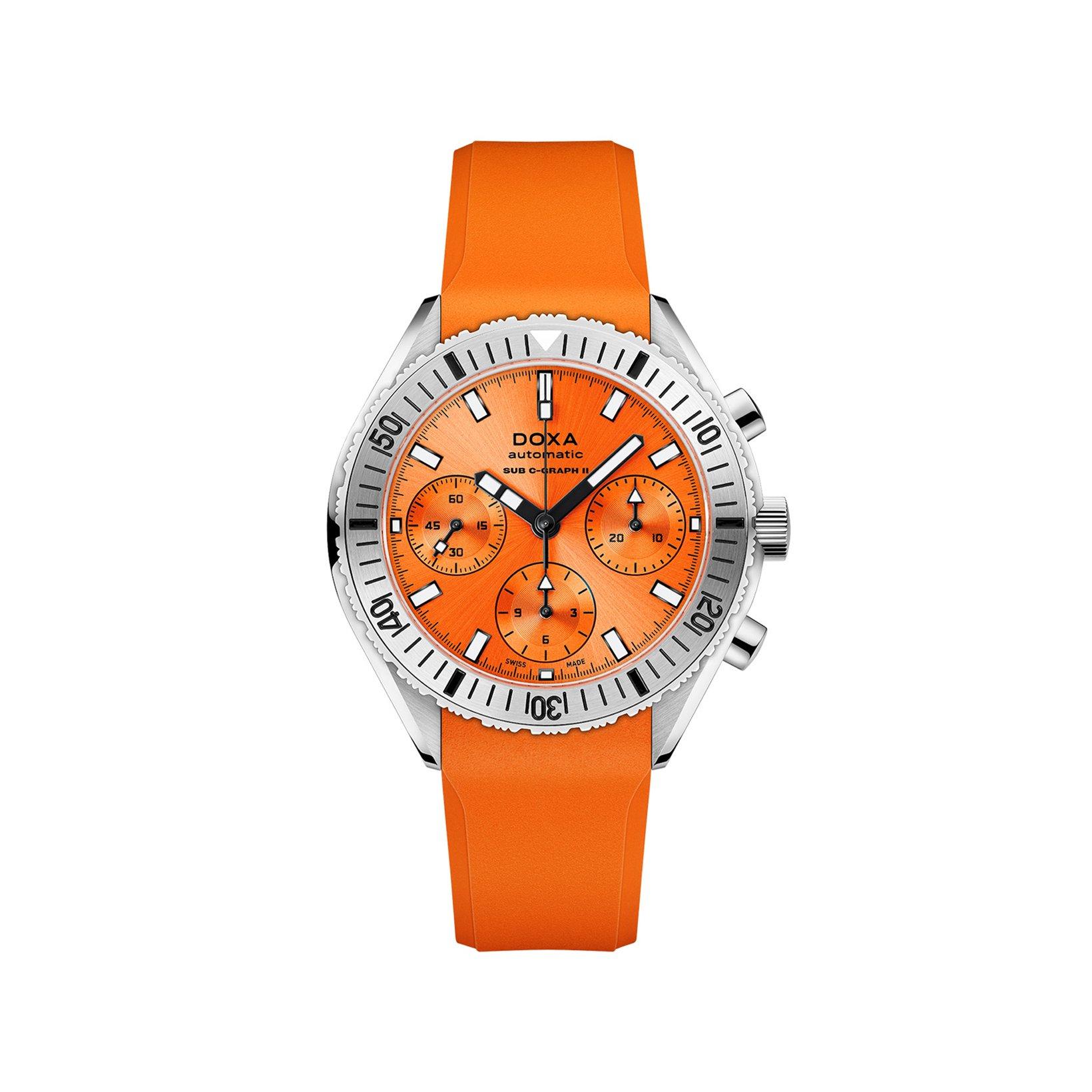 Doxa Watches Sub 200 C-Graph Ii Professional Automatic 42 mm Stainless Steel Watch  Orange Dial   Rubber Strap