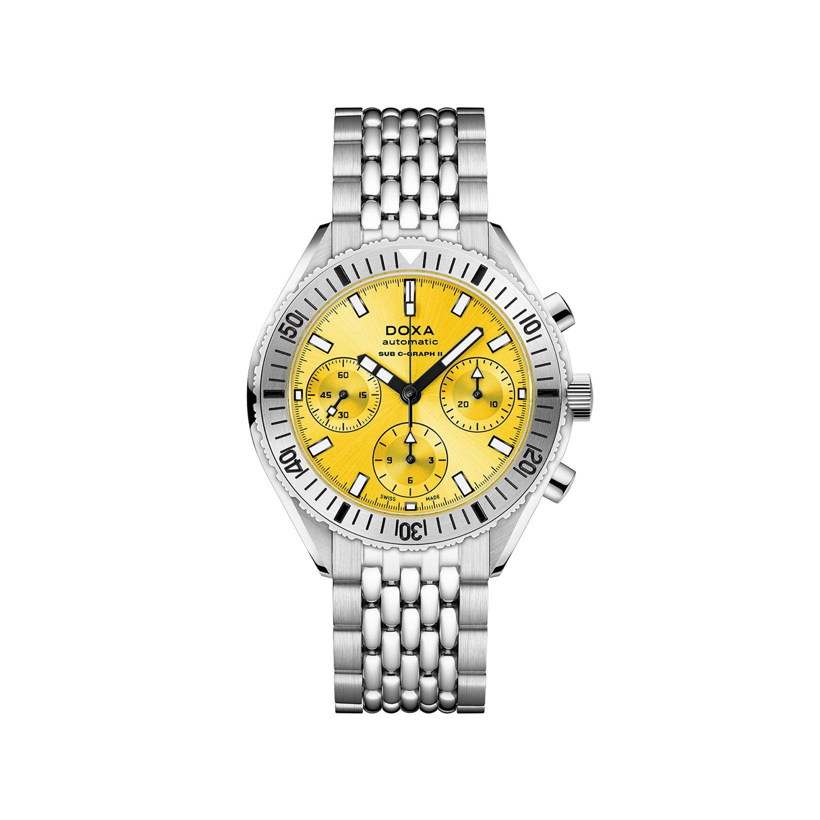 Doxa Watches Sub 200 C-Graph Ii Sub 200 C-Graph Ii Divingstar Automatic 42 mm Stainless Steel Watch  Yellow Dial  Stainless Steel Bracelet