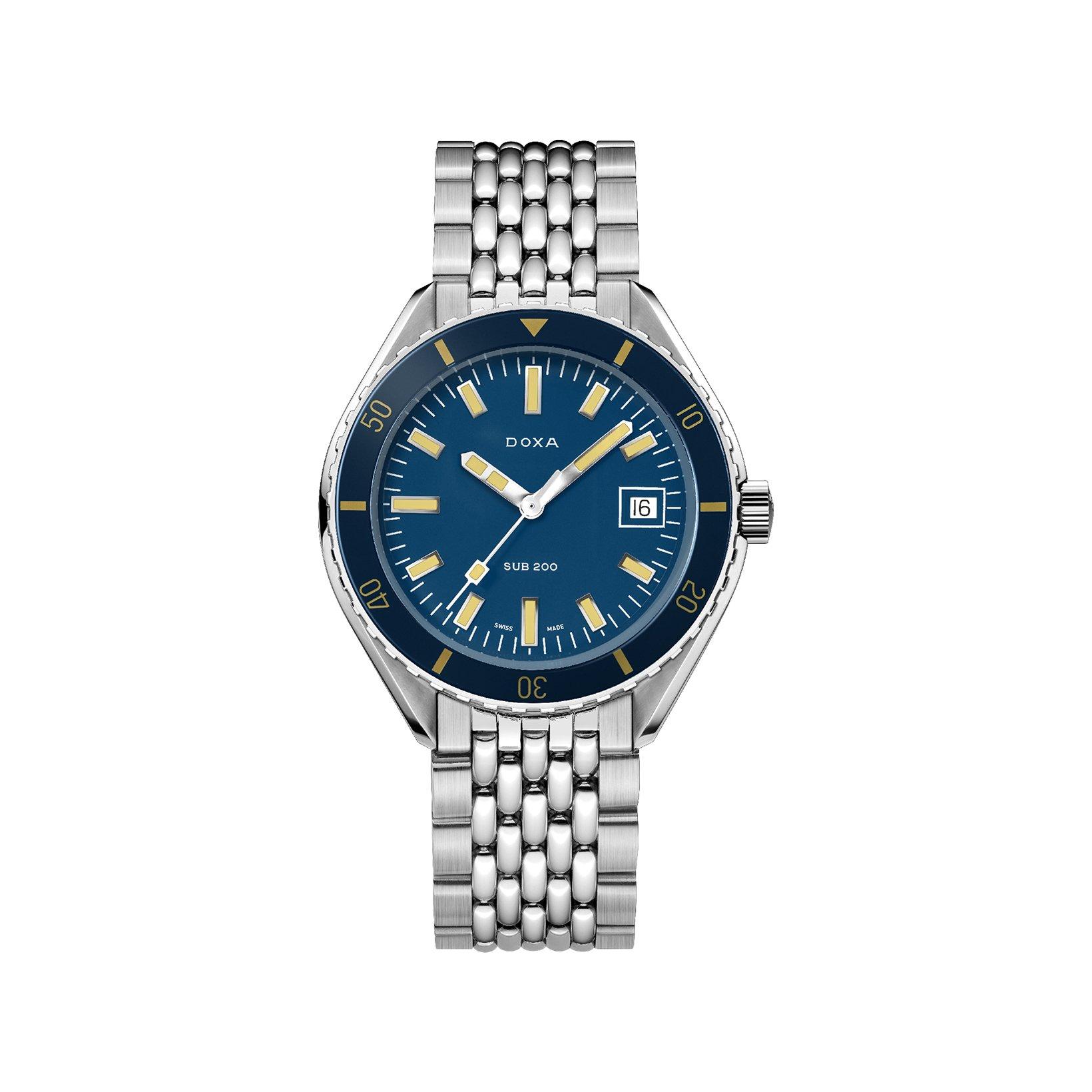 Doxa Watches Sub 200 Caribbean Automatic 42 mm Stainless Steel Watch  Blue Dial  Stainless Steel Bracelet