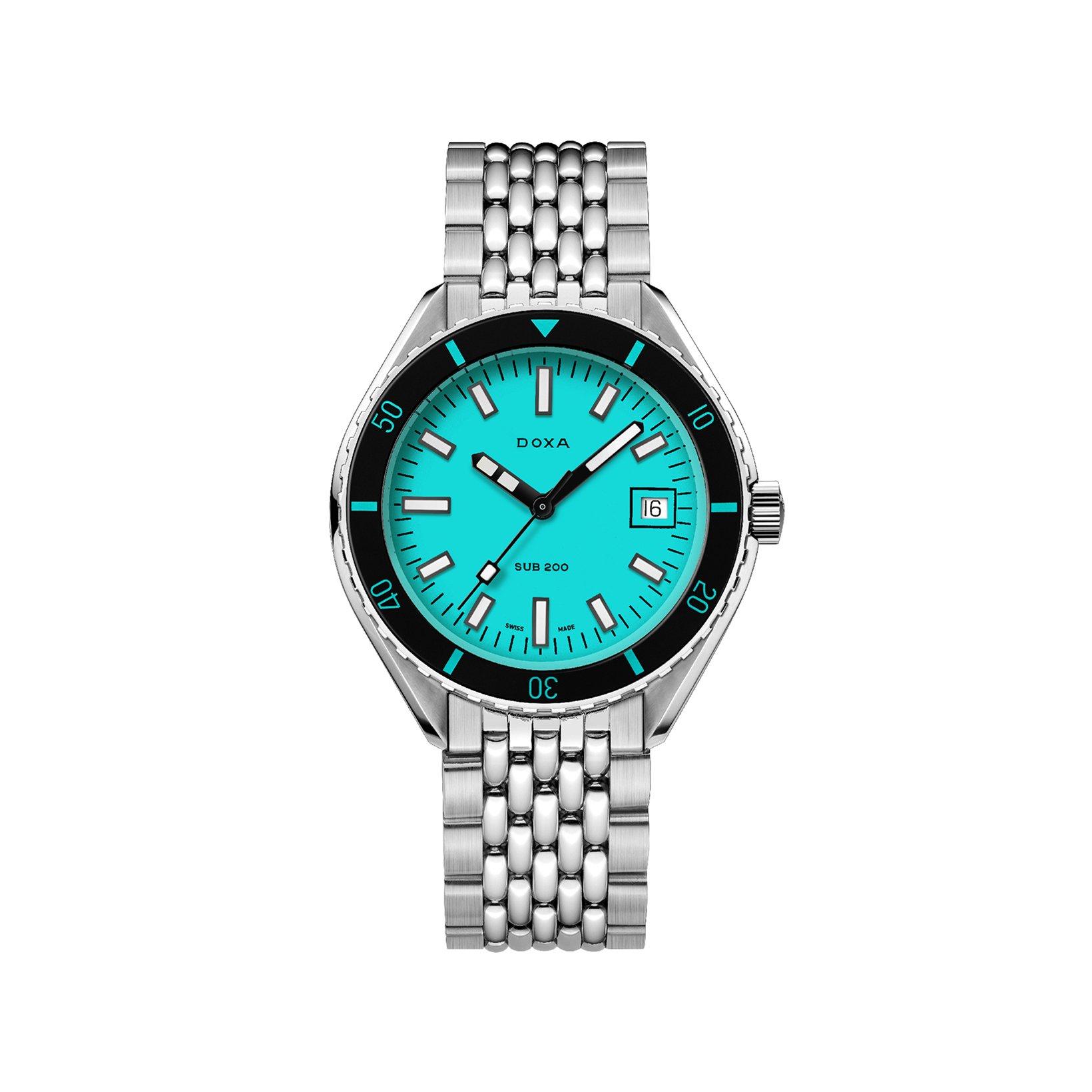 Doxa Watches Sub 200 Aquamarine Automatic 42 mm Stainless Steel Watch  Turquoise Dial  Stainless Steel Bracelet