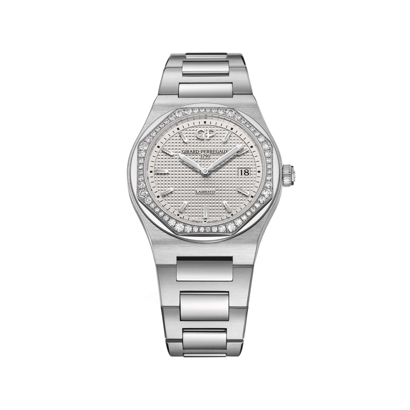 Girard Perregaux Laureato  Quartz 34 mm Stainless Steel Watch  Silver Dial  Stainless Steel Bracelet