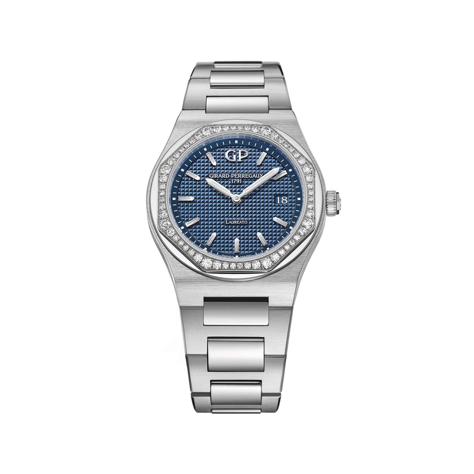 Girard Perregaux Laureato  Quartz 34 mm Stainless Steel Watch  Blue Dial  Stainless Steel Bracelet