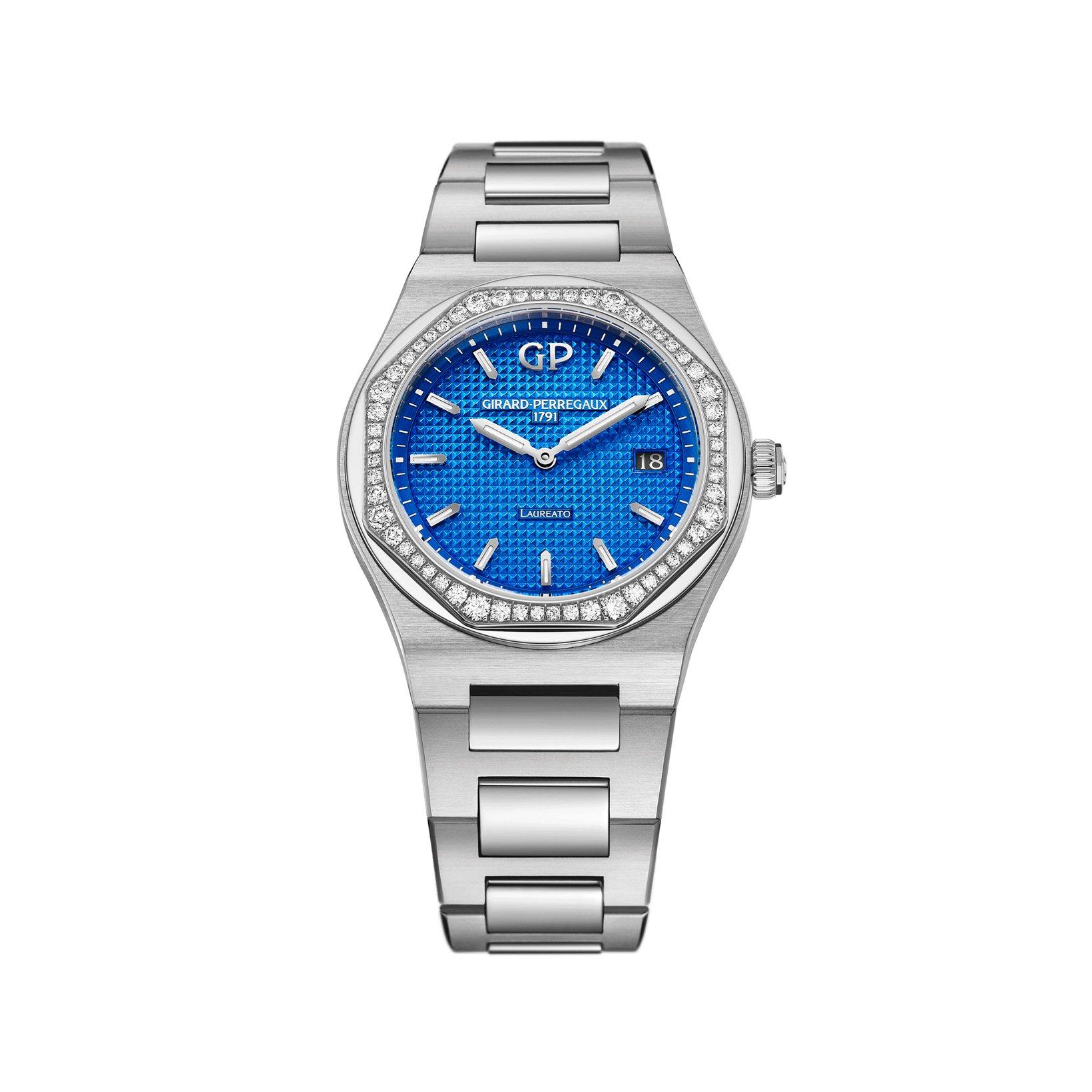 Girard Perregaux Laureato  Quartz 34 mm Stainless Steel Watch  Blue Dial  Stainless Steel Bracelet