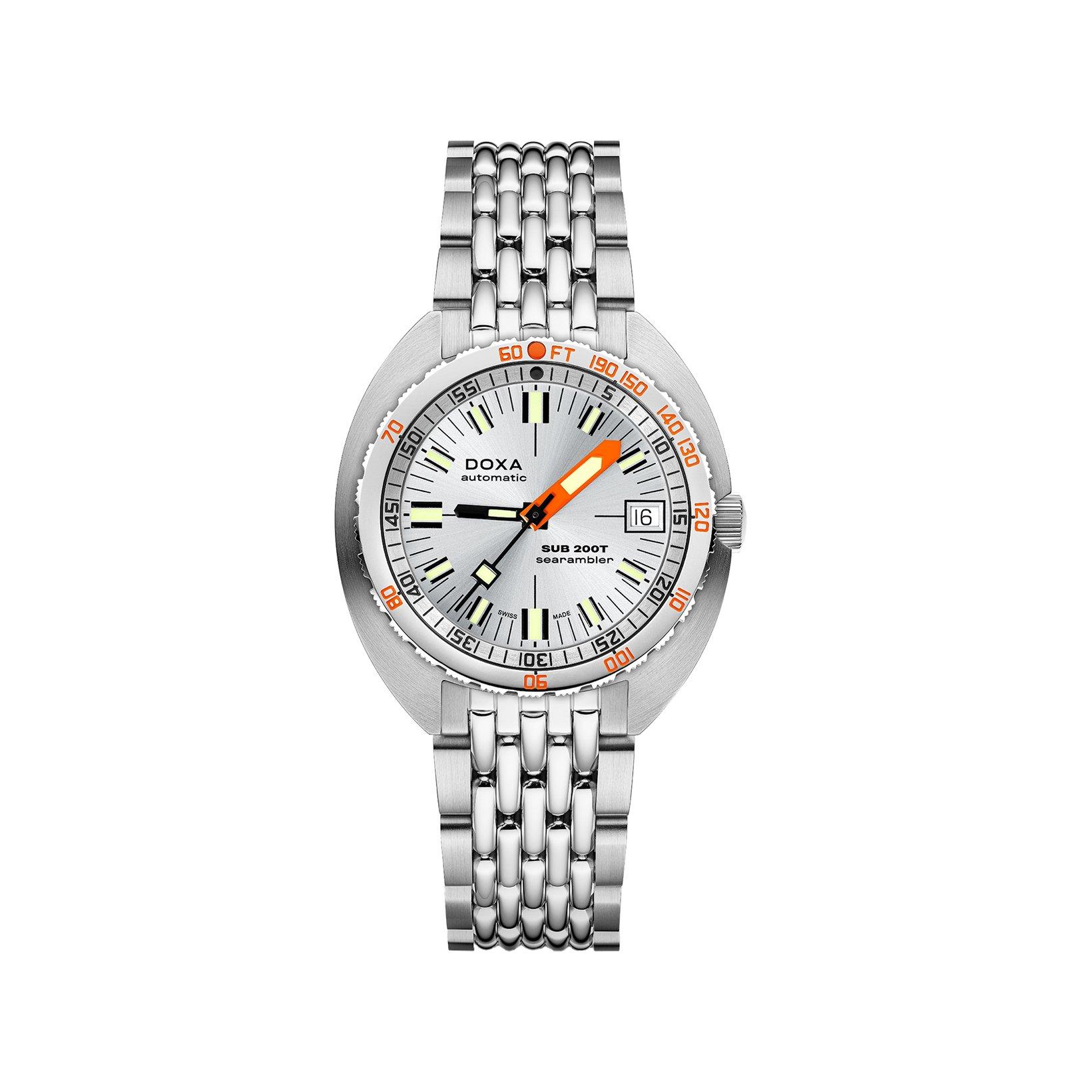 Doxa Watches Sub 200t Searambler Automatic 39 mm Stainless Steel Watch  Silver Dial  Stainless Steel Bracelet