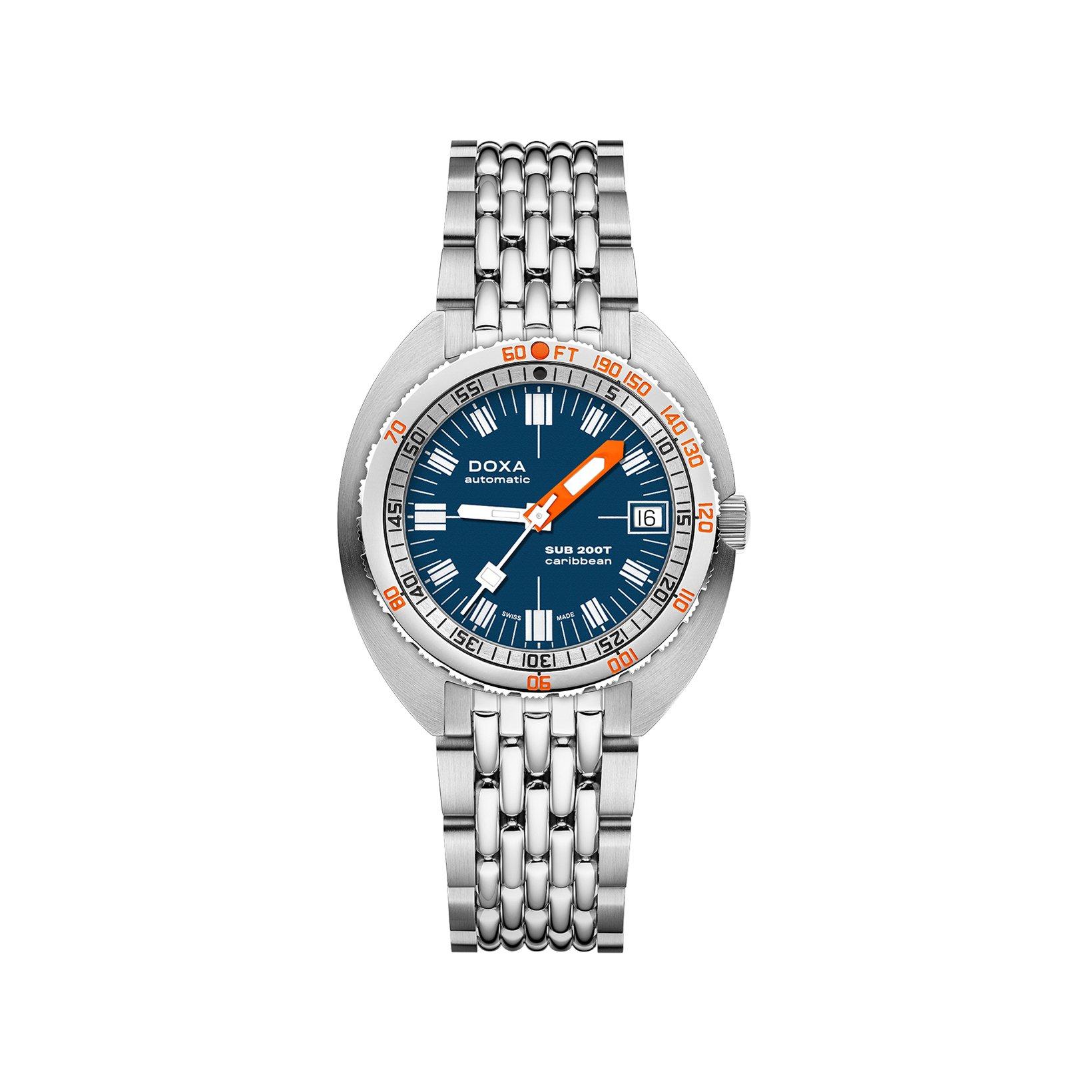 Doxa Watches Sub 200t Caribbean Automatic 39 mm Stainless Steel Watch  Blue Dial  Stainless Steel Bracelet