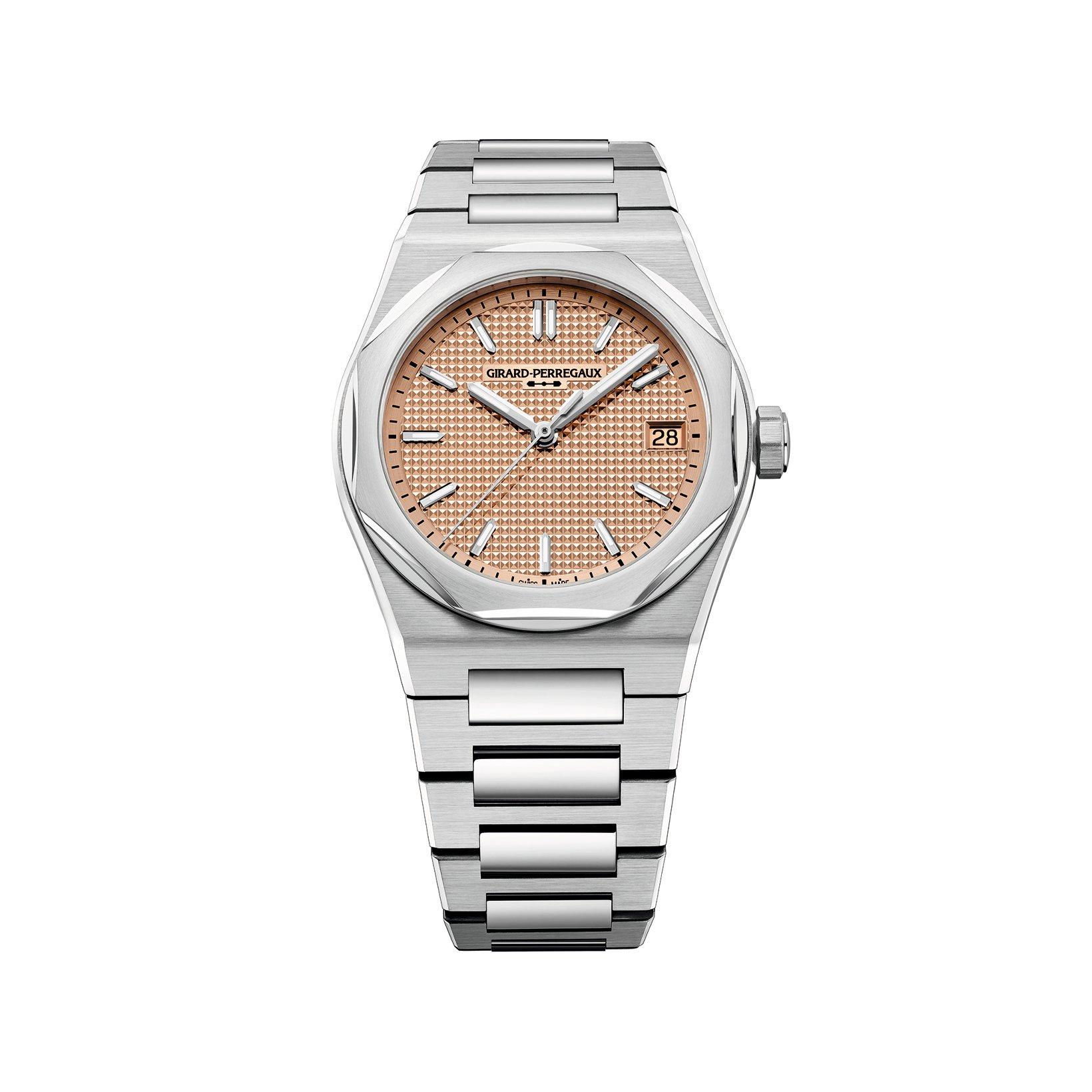 Girard Perregaux Laureato Fifty Automatic 36 mm Stainless Steel Watch  Rose Gold Dial  Stainless Steel Bracelet