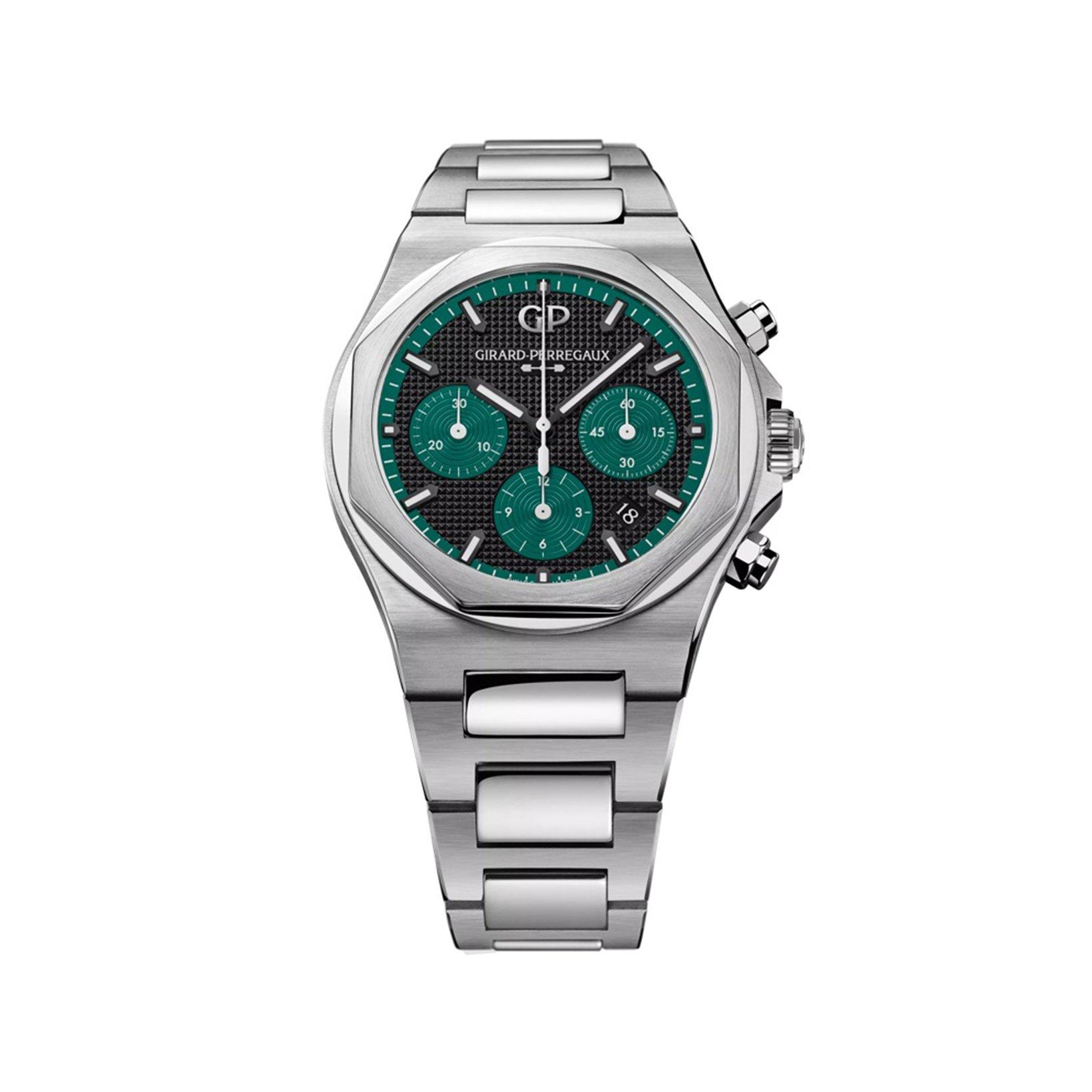 Girard Perregaux Laureato Chronograph Automatic 42 mm Stainless Steel Watch  Green Dial  Stainless Steel Bracelet