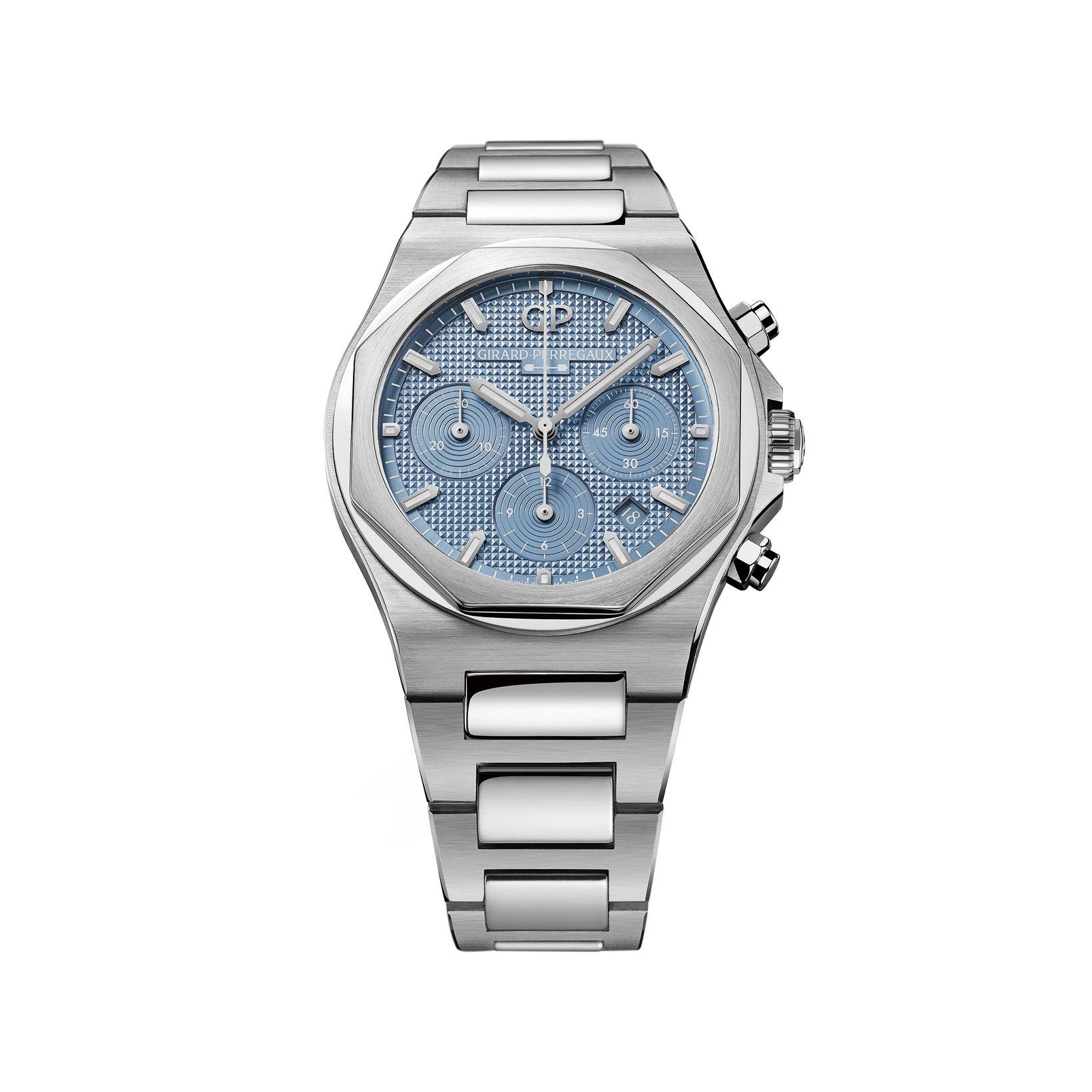 Girard Perregaux Laureato Chronograph Automatic 42 mm Stainless Steel Watch  Blue Dial  Stainless Steel Bracelet