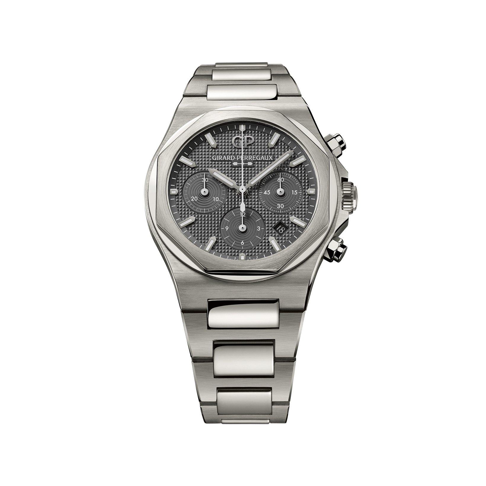 Girard Perregaux Laureato Chronograph Automatic 42 mm Titanium Watch  Grey Dial  Titanium Bracelet