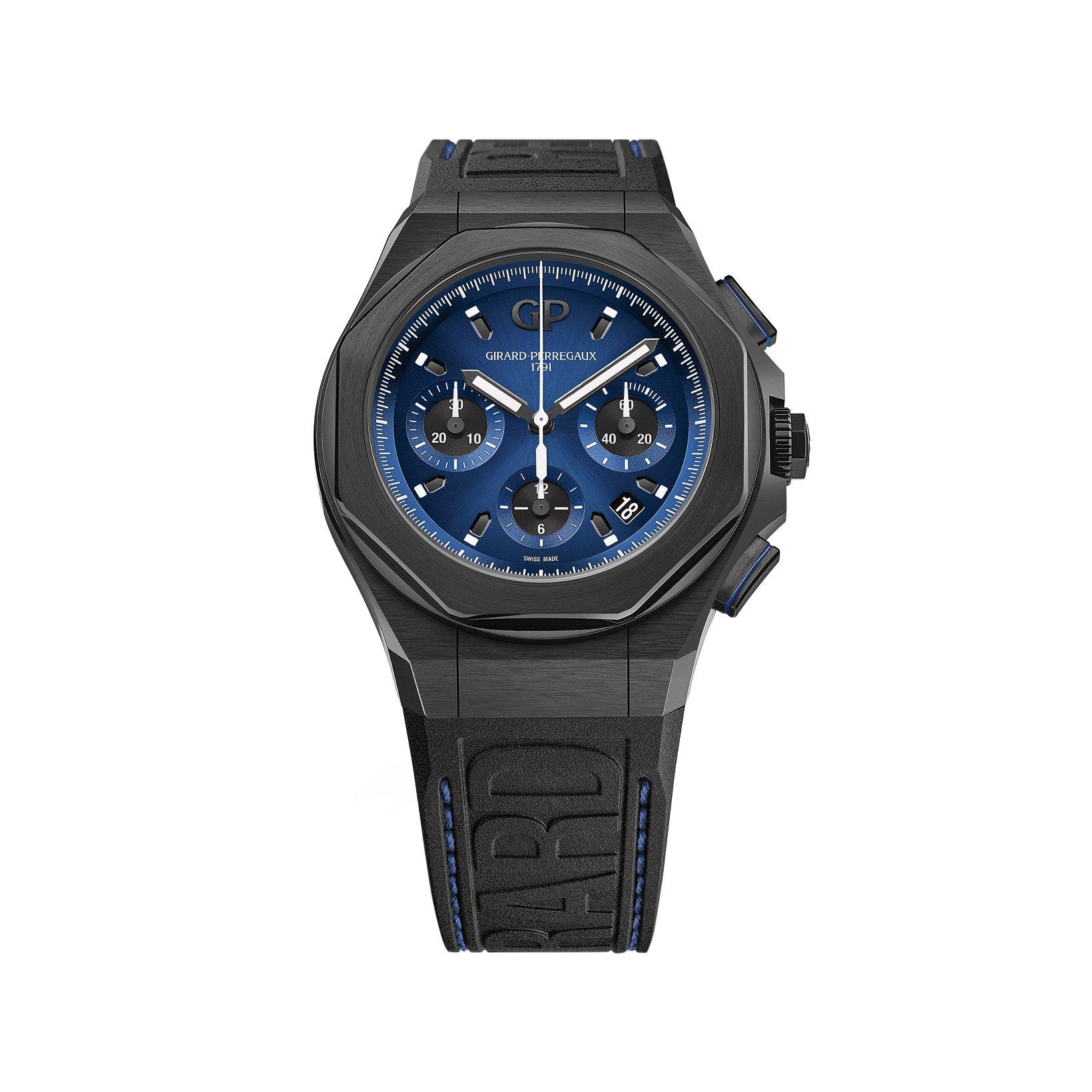 Girard Perregaux Laureato Absolute Automatic 44 mm Titanium Pvd Watch  Blue Dial   Rubber Strap