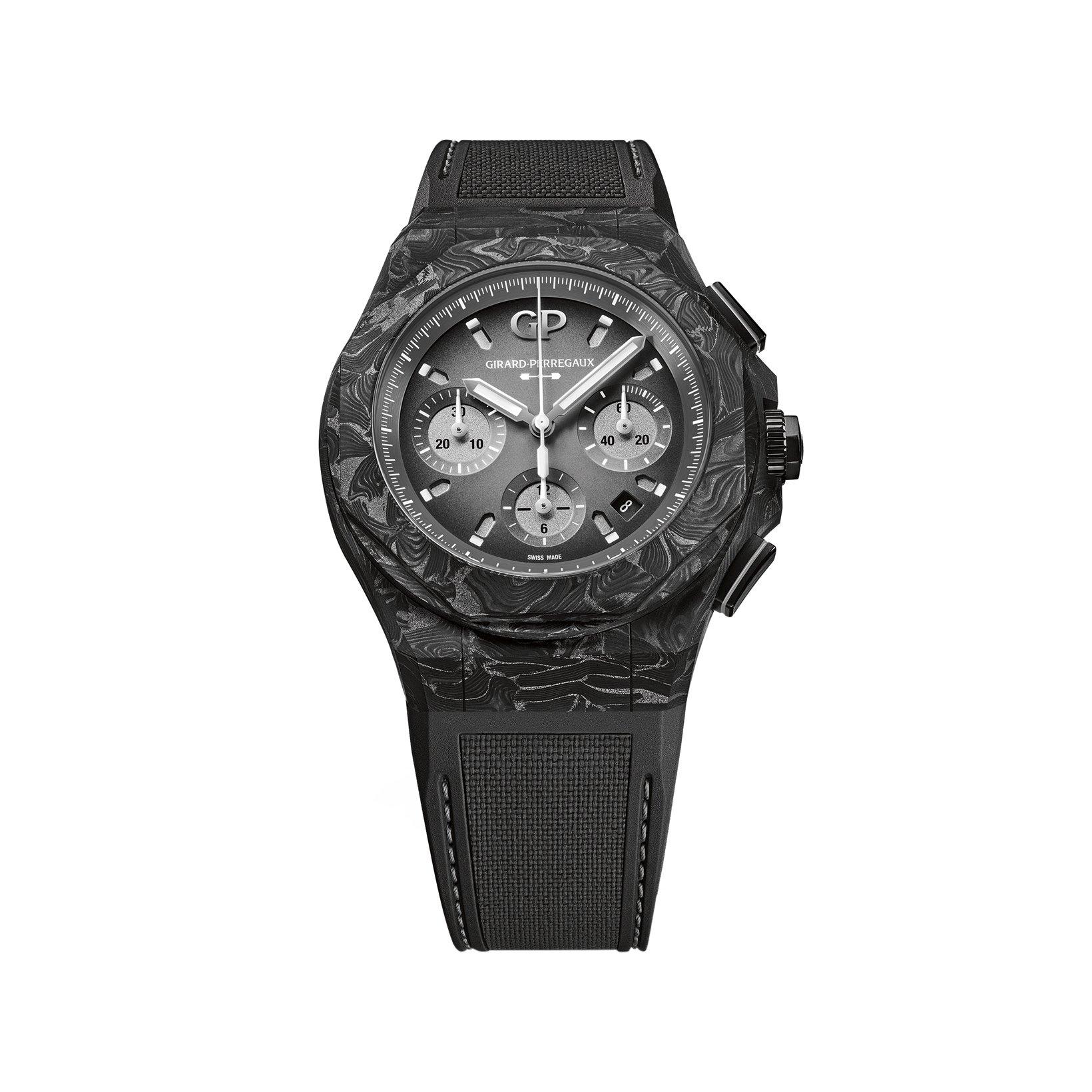 Girard Perregaux Laureato Absolute Automatic 44 mm Carbon And Titanium Watch  Grey Dial   Rubber Strap
