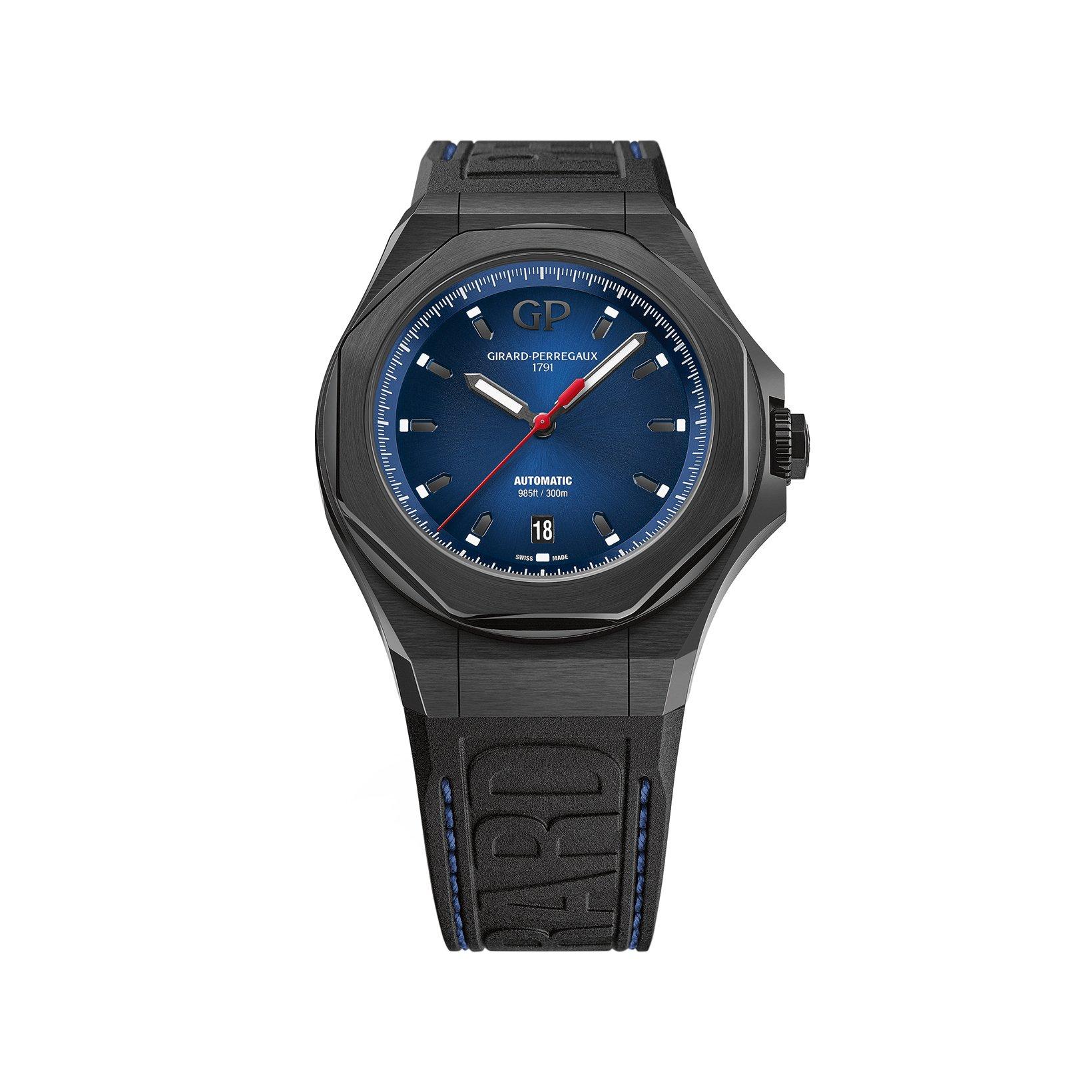 Girard Perregaux Laureato Absolute Automatic 44 mm Titanium Pvd Watch  Blue Dial   Rubber Strap