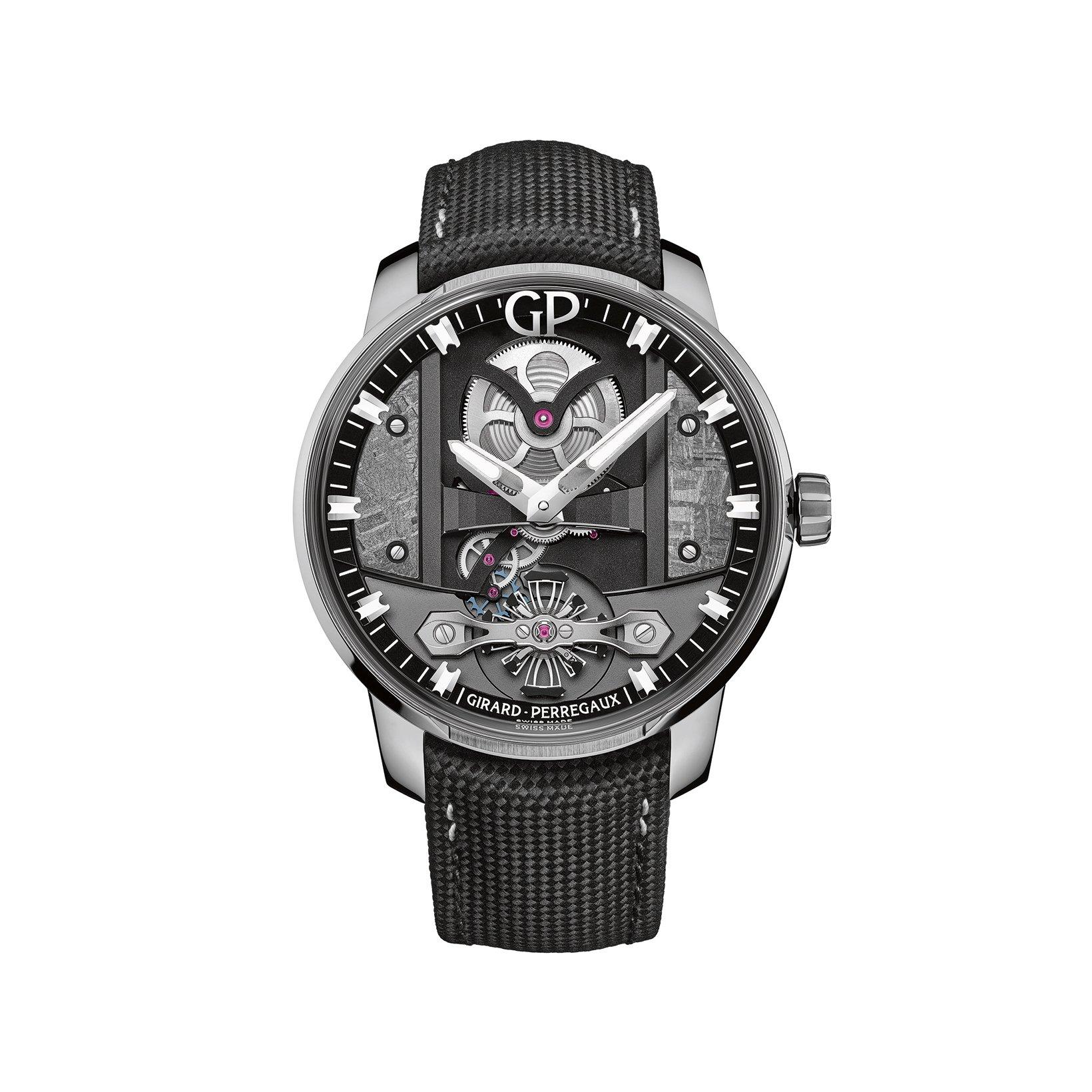 Girard Perregaux Bridges Free Bridge Meteorite Automatic 44 mm Stainless Steel Watch  Grey Dial   Rubber Strap