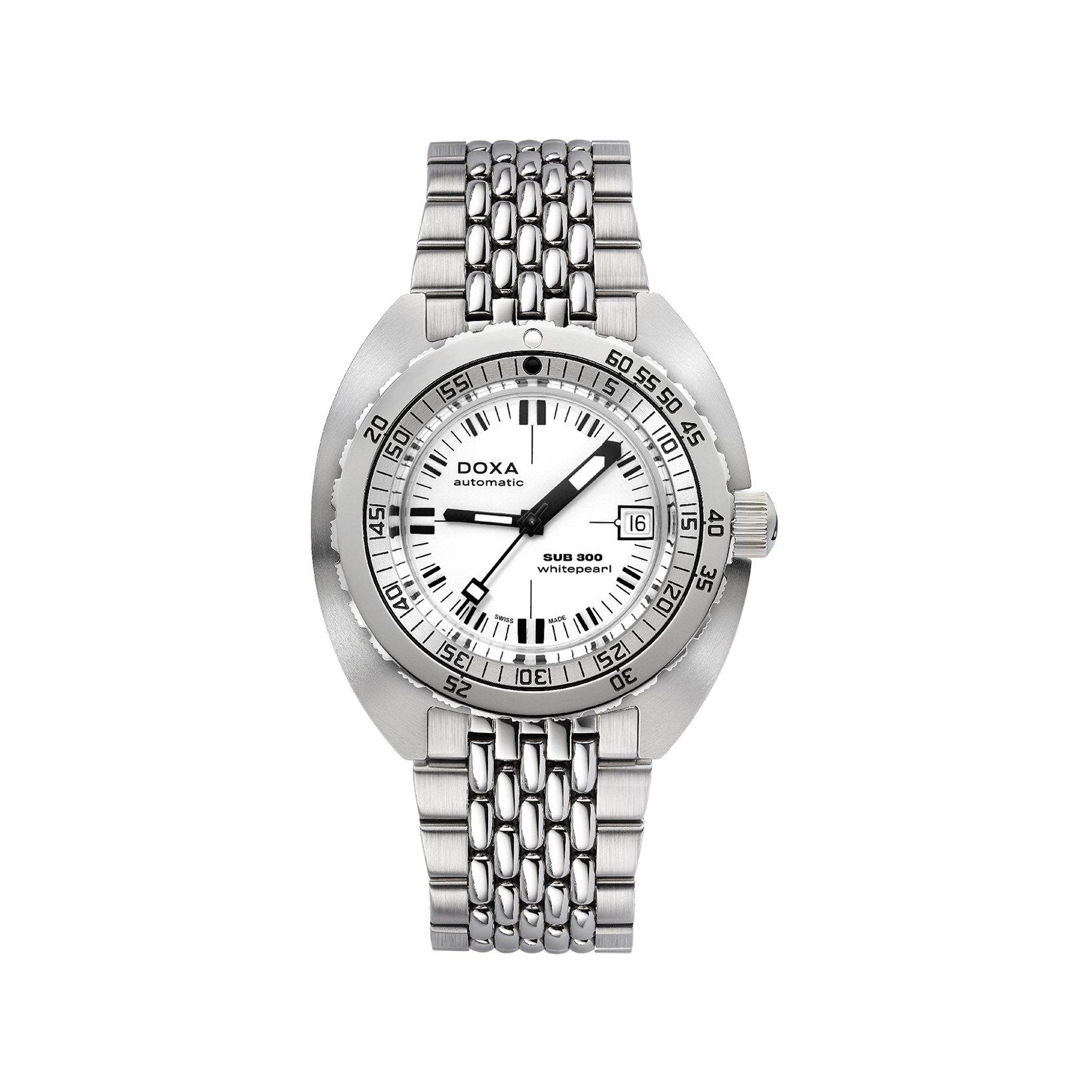 Doxa Watches Sub 300 Whitepearl Automatic 42.5 mm Stainless Steel Watch  White Dial  Stainless Steel Bracelet