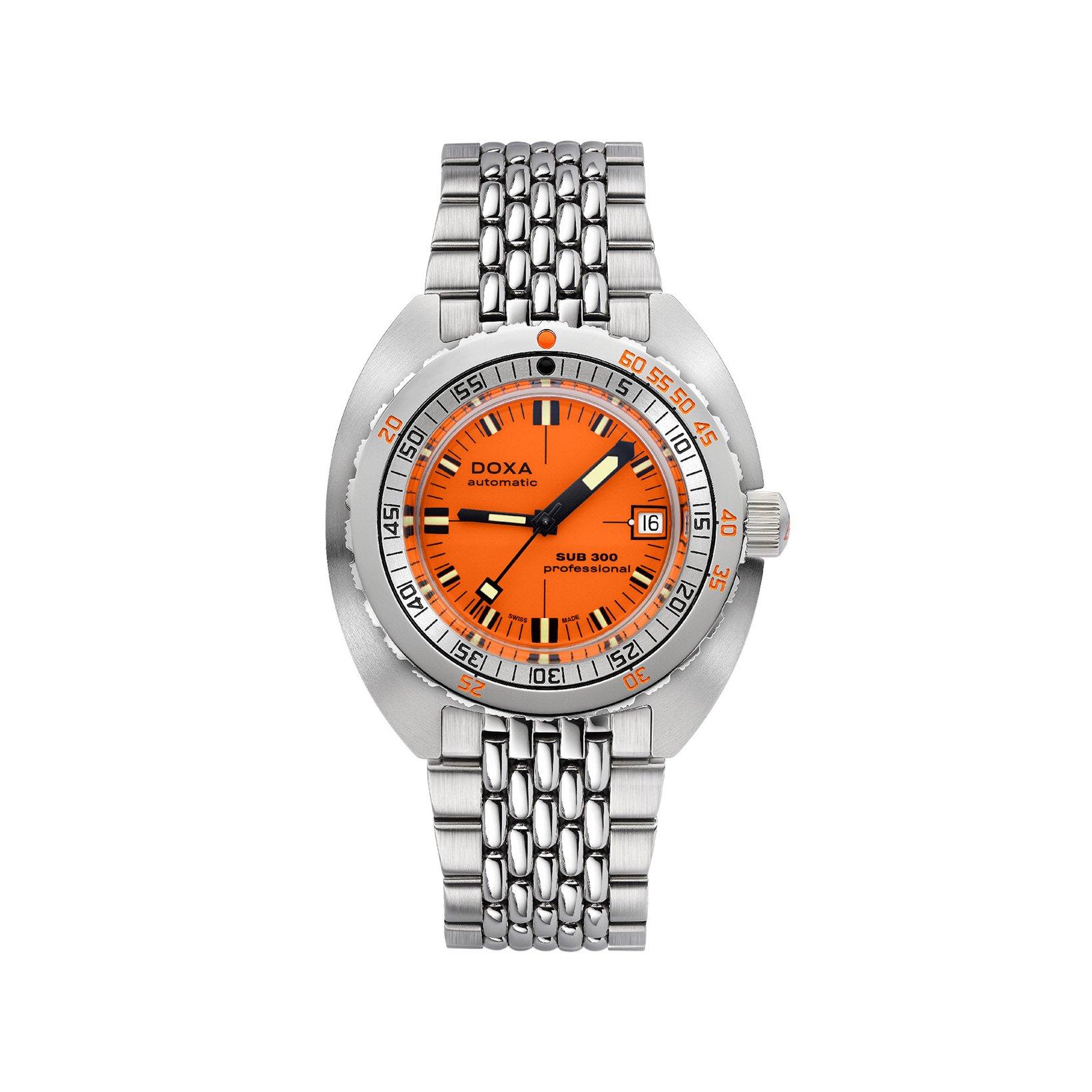 Doxa Watches Sub 300 Professional Automatic 42.5 mm Stainless Steel Watch  Orange Dial  Stainless Steel Bracelet