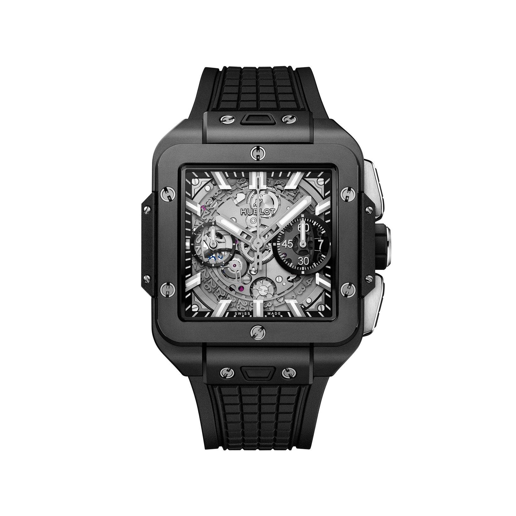 Hublot Square Bang Unico Black Magic Automatic  mm Ceramic Watch  Sapphire Dial   Rubber Strap
