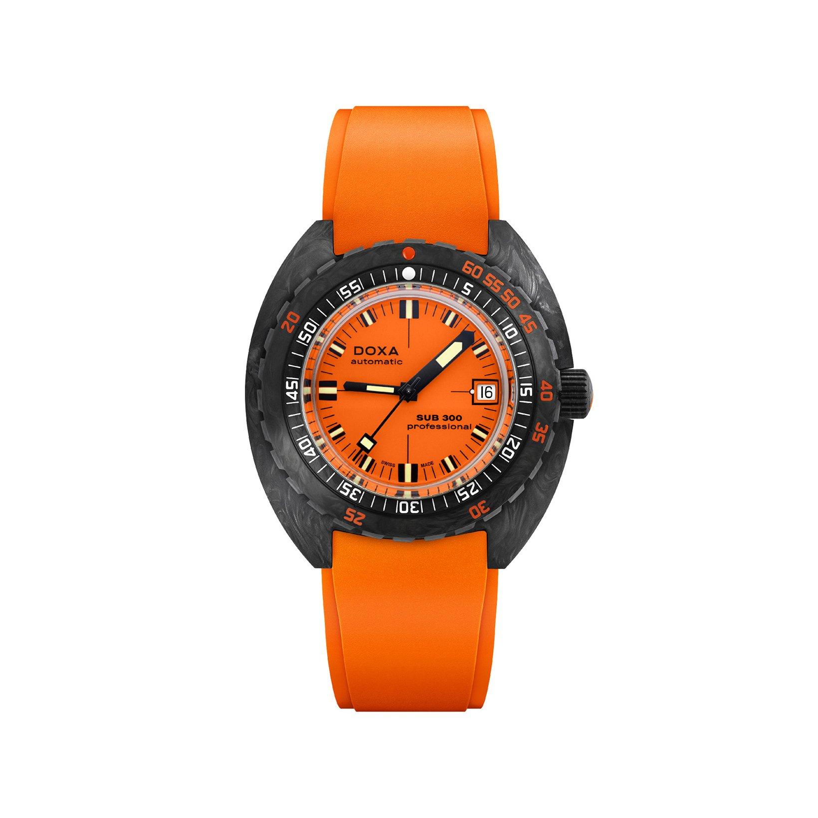 Doxa Watches Sub 300 Professional Automatic 42.5 mm Carbon Watch  Blue Dial   Rubber Strap