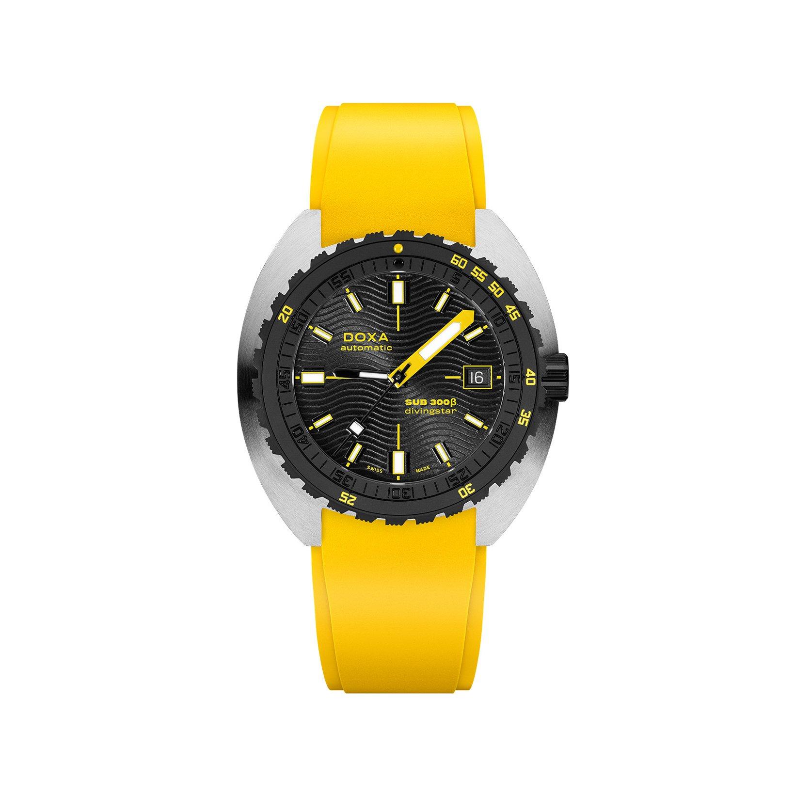 Doxa Watches Sub 300 Beta Divingstar Automatic 42.5 mm Stainless Steel Watch  Black Dial   Rubber Strap
