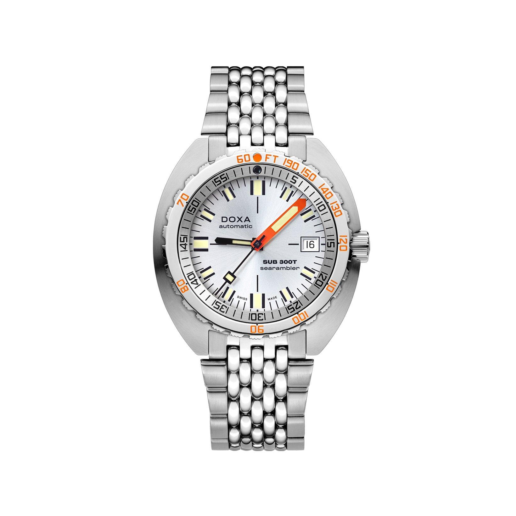 Doxa Watches Sub 300t Searambler Automatic 42.5 mm Stainless Steel Watch  Silver Dial  Stainless Steel Bracelet