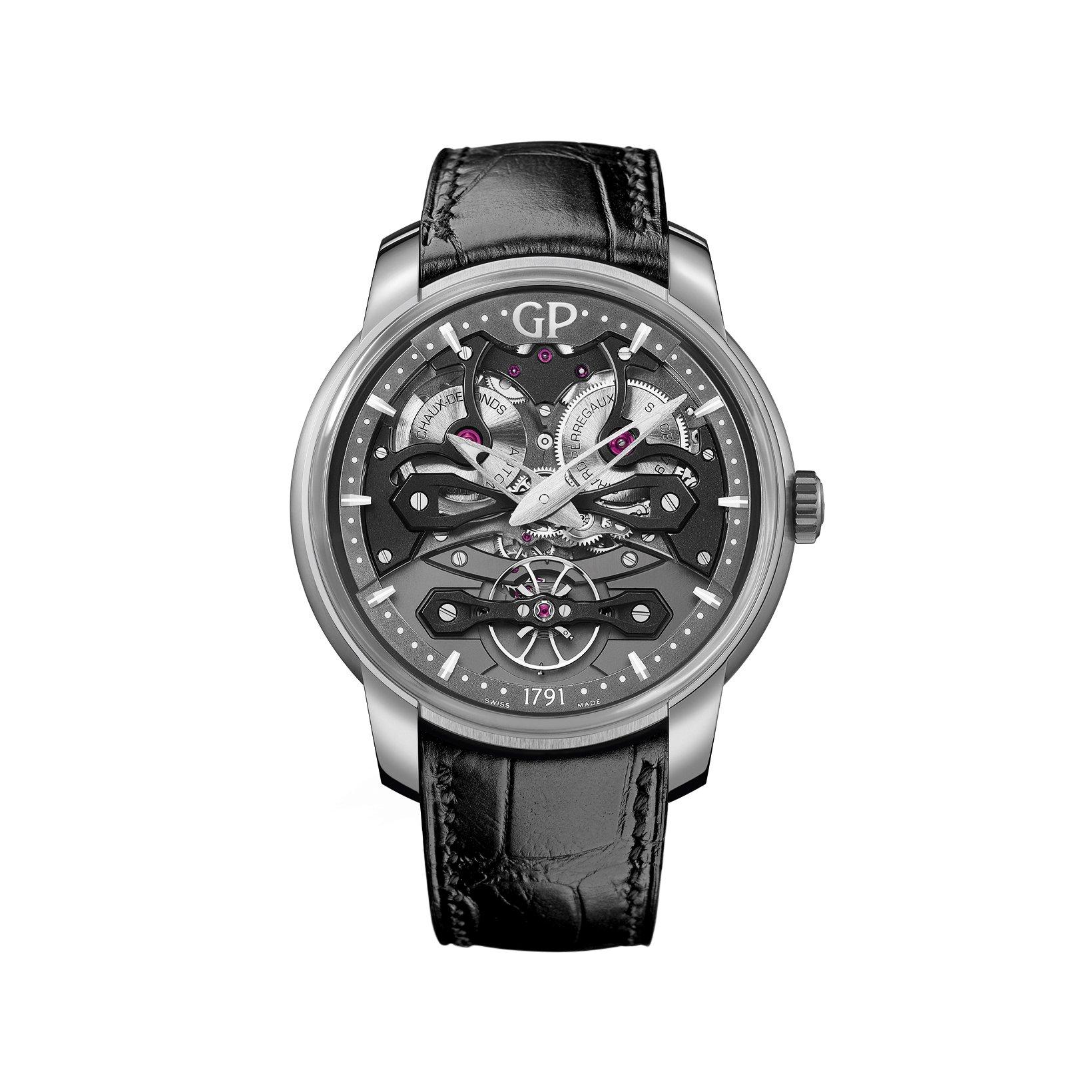 Girard Perregaux Bridges Neo Bridge Automatic 45 mm Titanium Watch  Grey Dial   Alligator Leather Strap