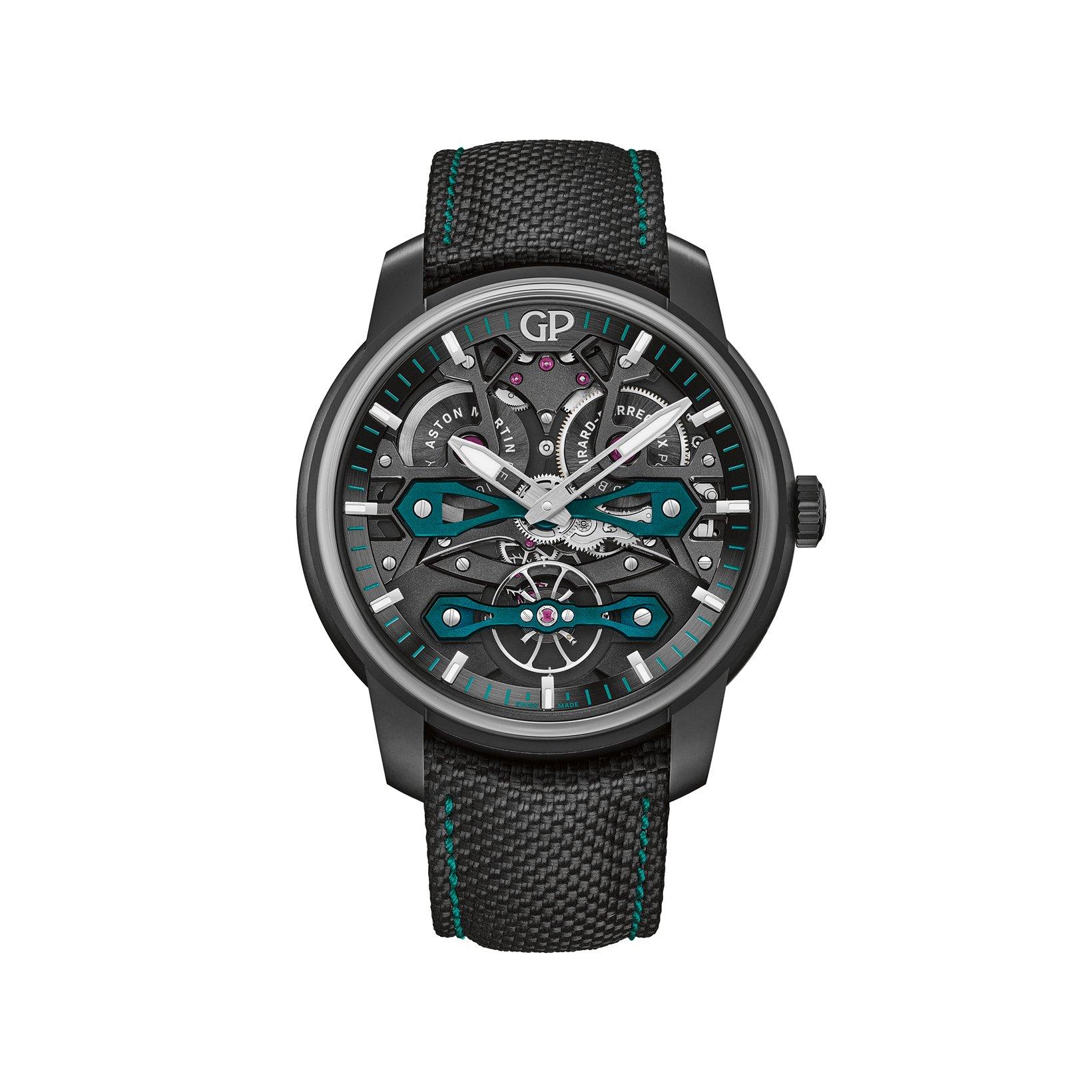 Girard Perregaux Bridges Neo Bridge Aston Martin Automatic 45 mm Titanium Dlc Watch  Black Dial   Rubber Strap