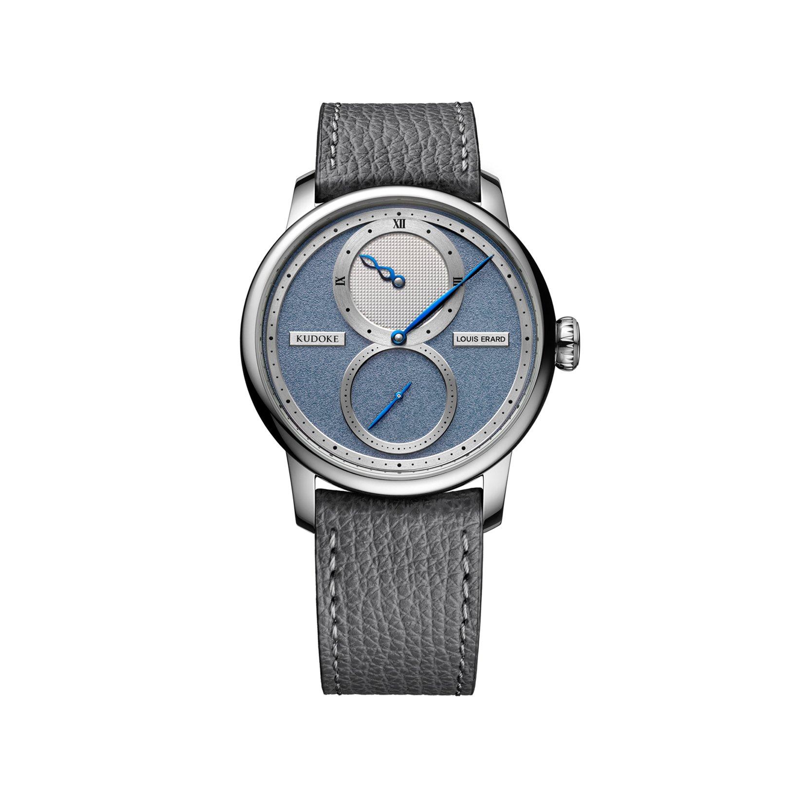 Louis Erard Noirmont X Regulator Kudoke Automatic 42 mm Stainless Steel Watch  Ice Blue Dial   Leather Strap