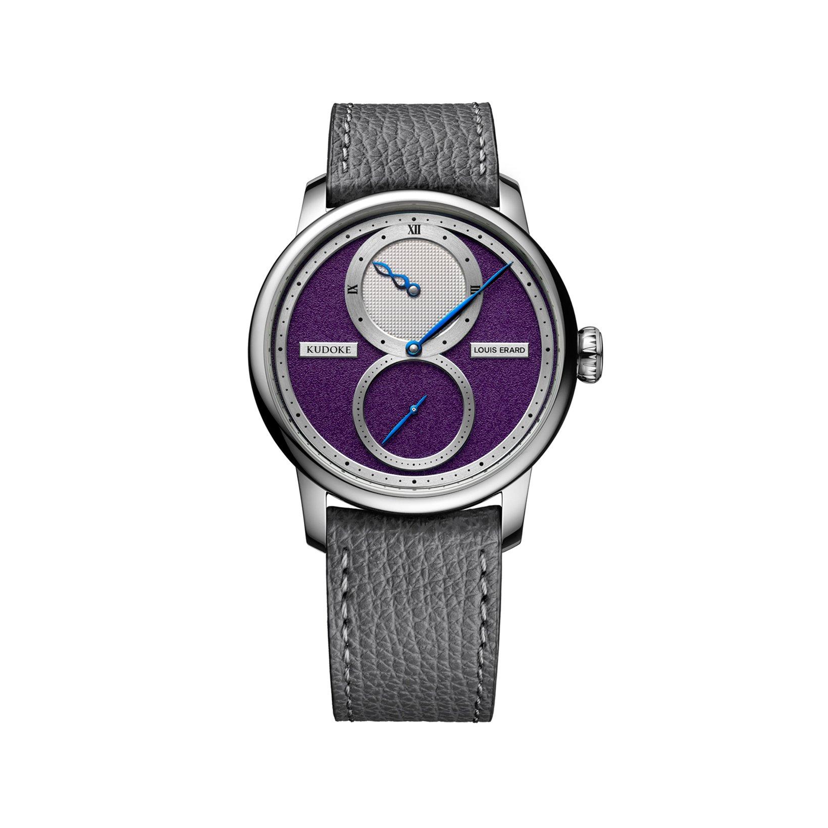 Louis Erard Noirmont X Regulator Kudoke Automatic 42 mm Stainless Steel Watch  Purple Dial   Leather Strap