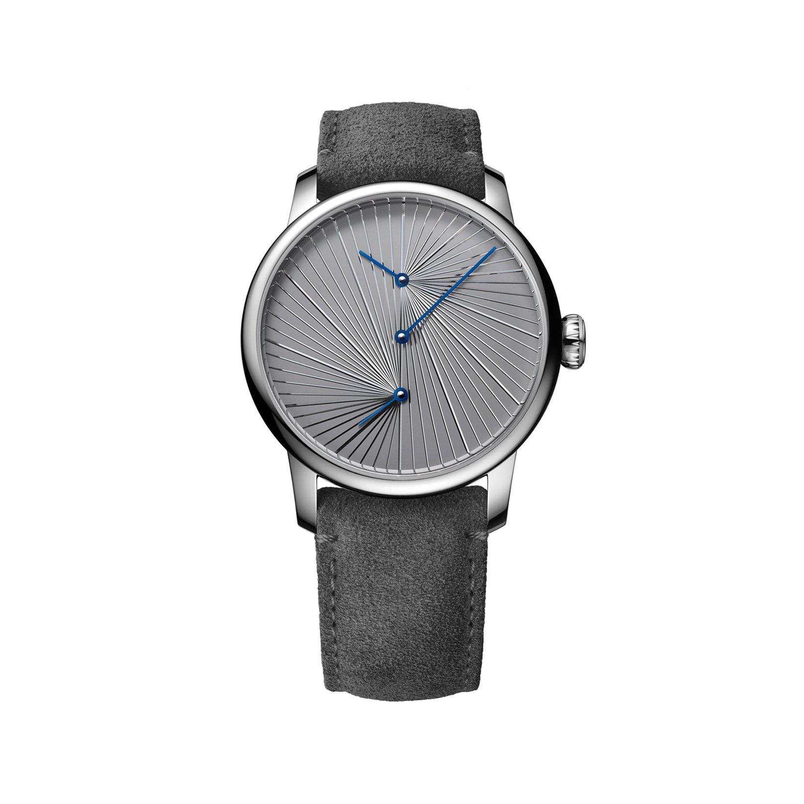 Louis Erard Noirmont Metiers D'Art Regulator Automatic 42 mm Stainless Steel Watch  Grey Dial   Leather Strap