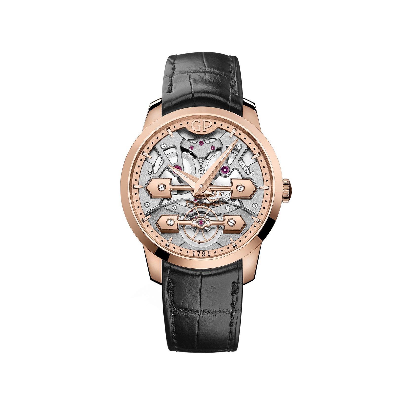 Girard Perregaux Bridges Classic Bridge Automatic 45 mm Rose Gold Watch  Grey Dial   Alligator Leather Strap
