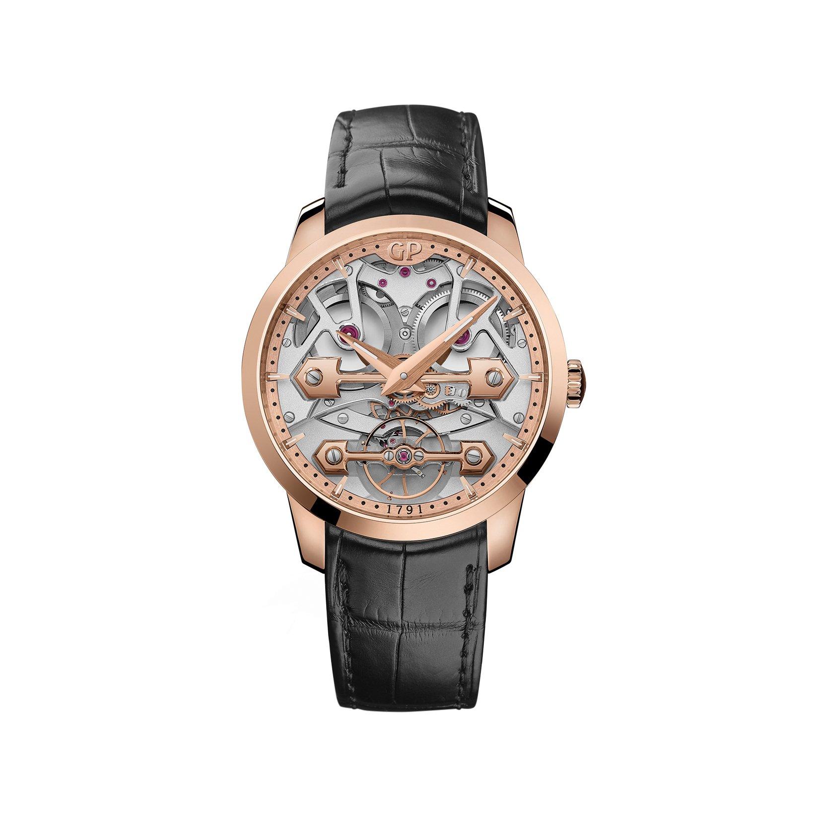 Girard Perregaux Bridges Classic Bridge Automatic 40 mm Rose Gold Watch  Grey Dial   Alligator Leather Strap