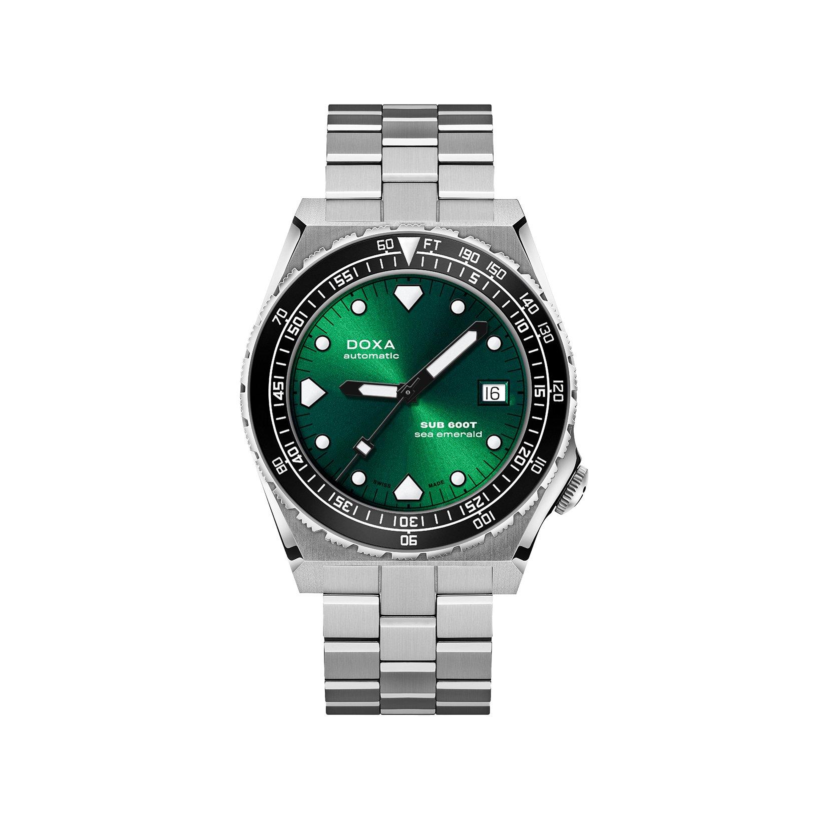 Doxa Watches Sub 600t Sea Emerald Automatic 40 mm Stainless Steel Watch  Green Dial  Stainless Steel Bracelet