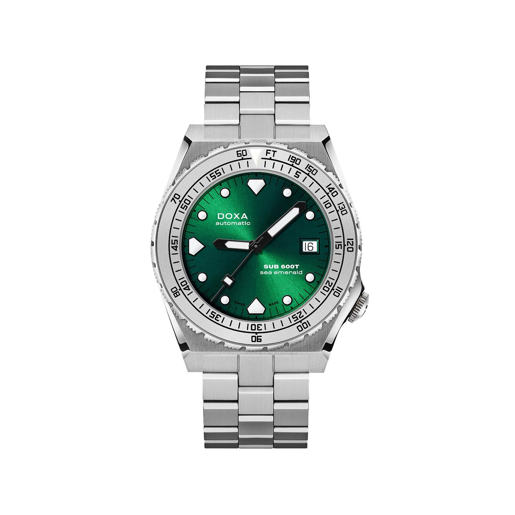 Doxa Watches Sub 600t Sea Emerald Automatic 40 mm Stainless Steel Watch  Green Dial  Stainless Steel Bracelet