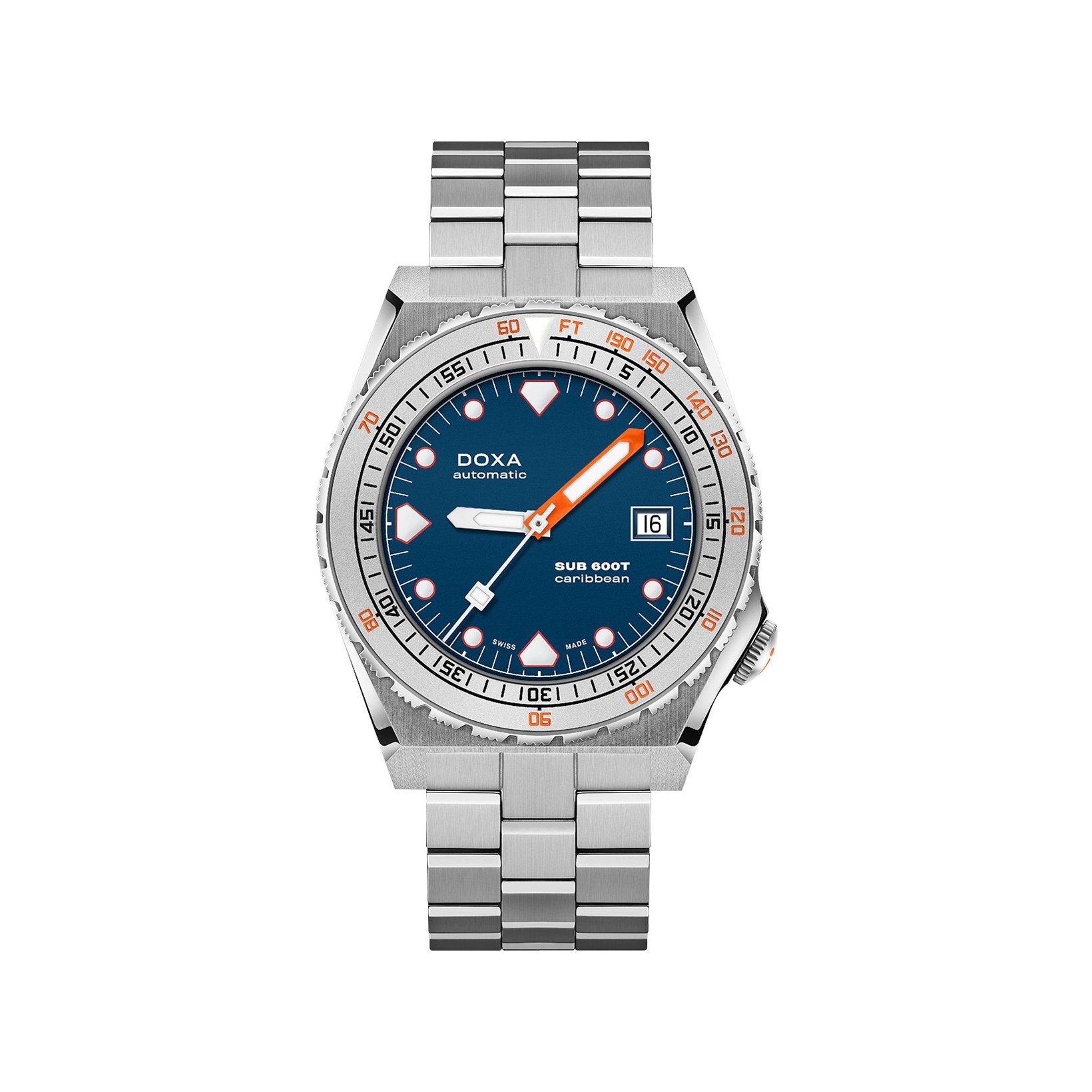 Doxa Watches Sub 600t Caribbean Automatic 40 mm Stainless Steel Watch  Blue Dial  Stainless Steel Bracelet