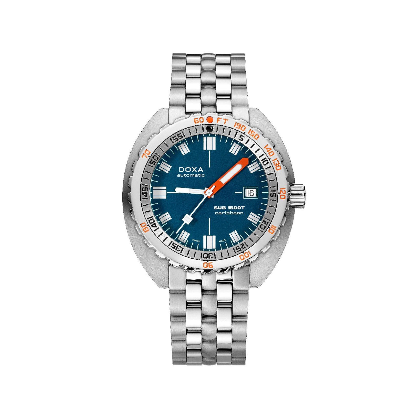 Doxa Watches Sub 1500t Caribbean Automatic 45 mm Stainless Steel Watch  Blue Dial  Stainless Steel Bracelet