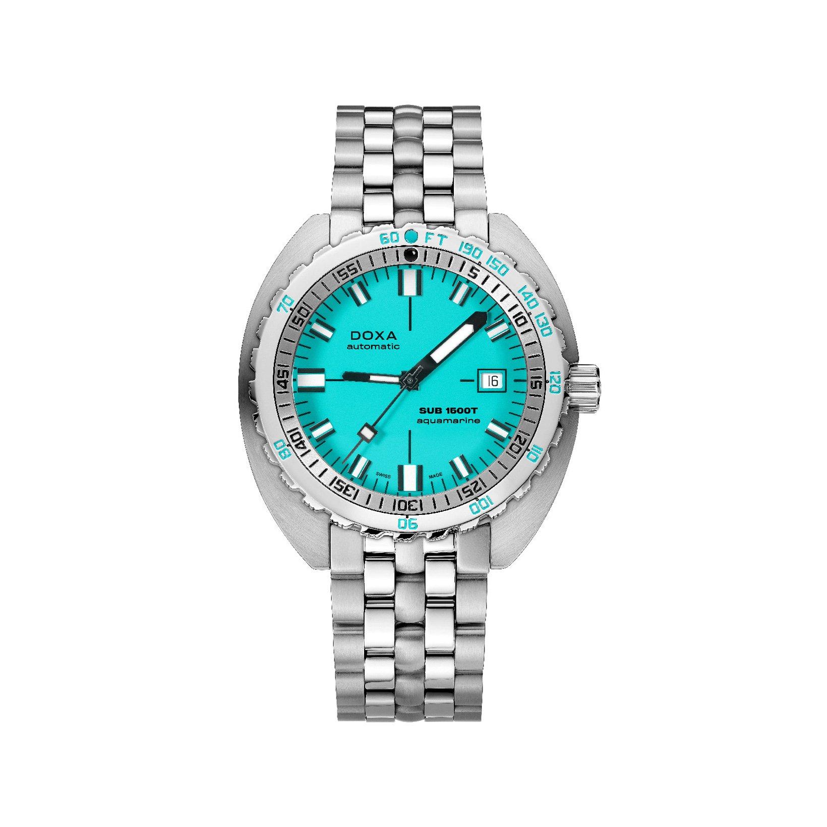 Doxa Watches Sub 1500t Aquamarine Automatic 45 mm Stainless Steel Watch  Turquoise Dial  Stainless Steel Bracelet