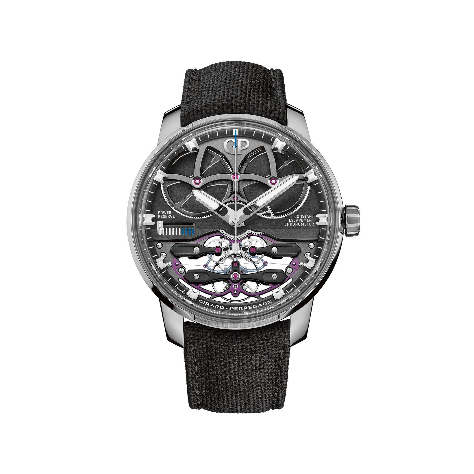 Girard Perregaux Bridges Neo Bridge Constant Escapement Manual Winding 45 mm Titanium Watch  Grey Dial   Rubber Strap