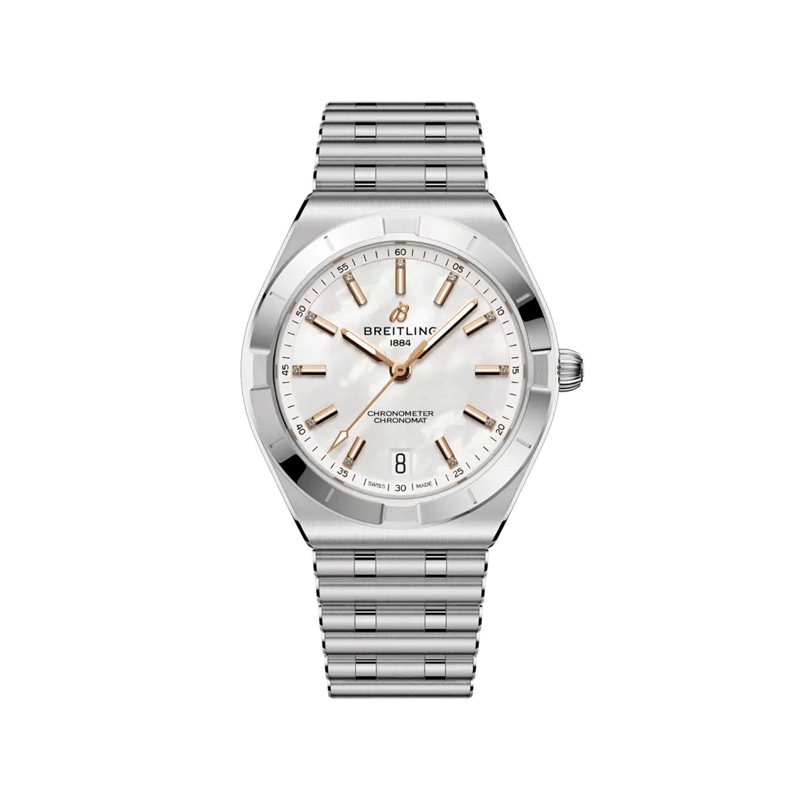 Breitling Chronomat B10 Automatic 36 mm Stainless Steel Watch  White Dial  Stainless Steel Bracelet