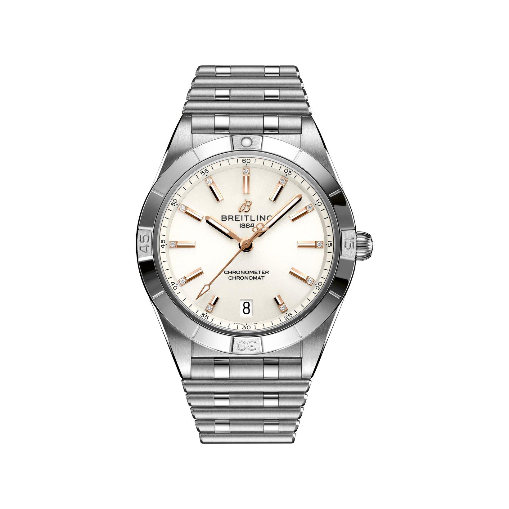 Breitling Chronomat B10 Automatic 36 mm Stainless Steel Watch  White Dial  Stainless Steel Bracelet