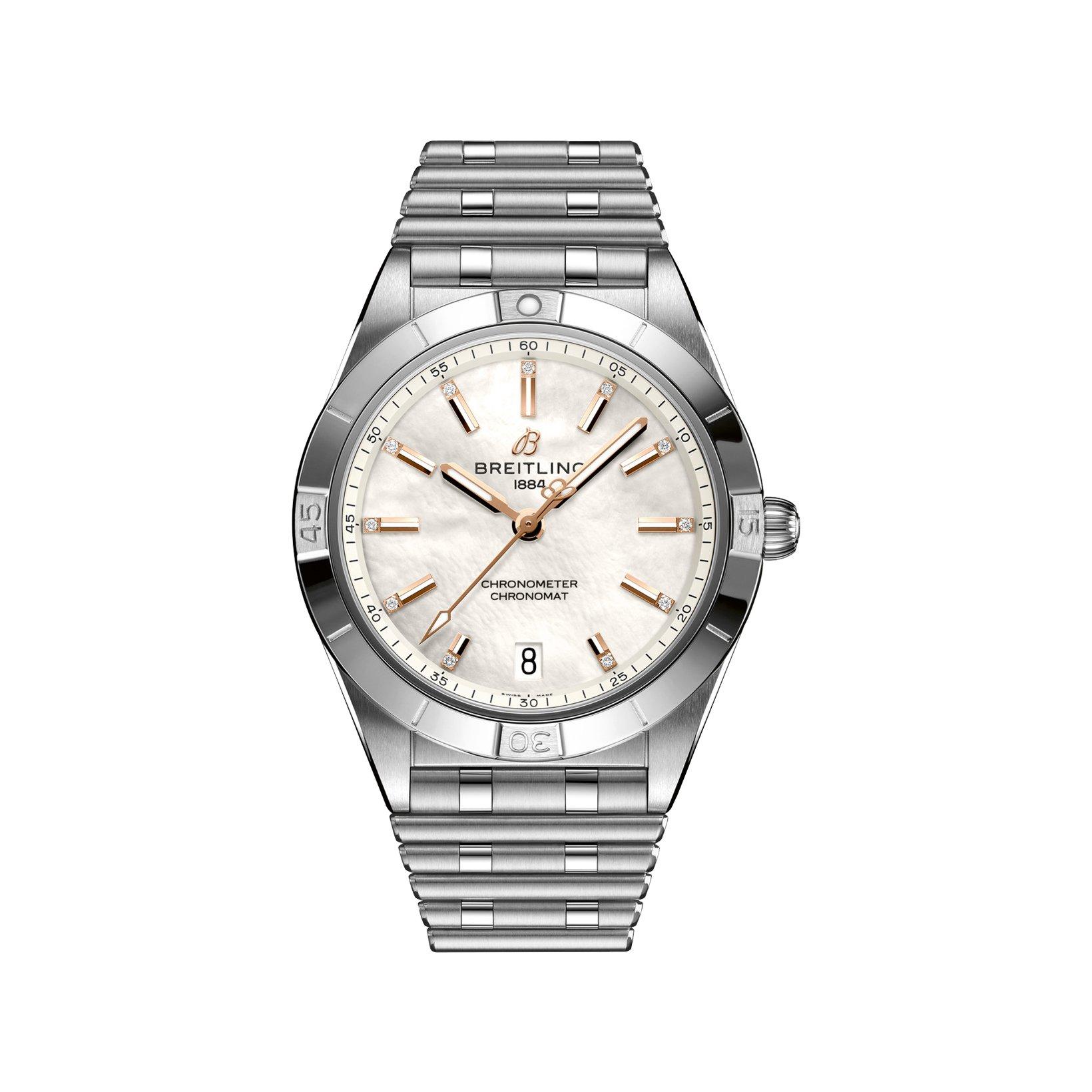 Breitling Chronomat B10 Automatic 36 mm Stainless Steel Watch  White Dial  Stainless Steel Bracelet