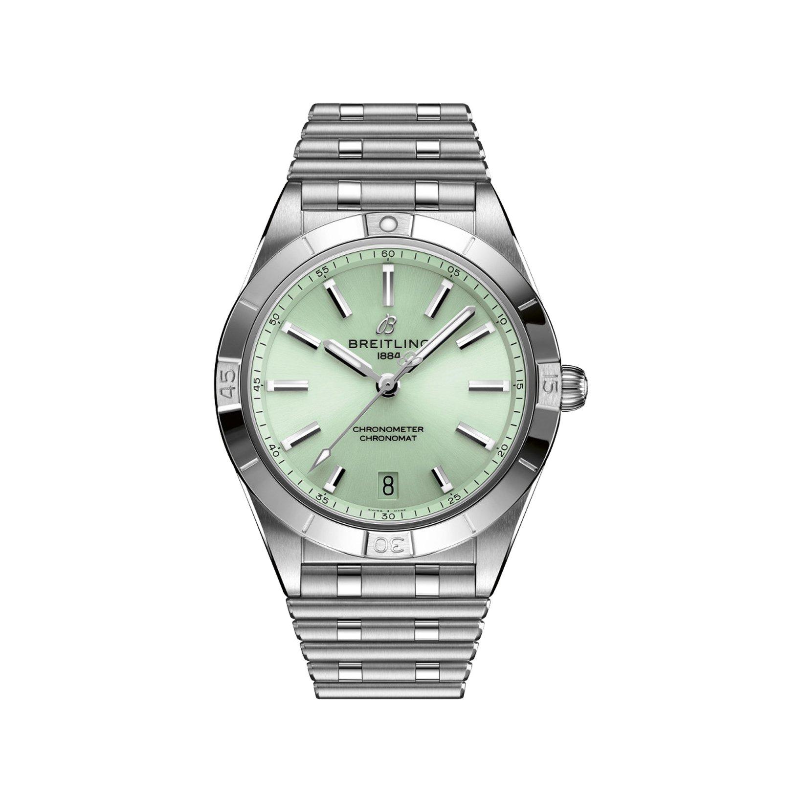 Breitling Chronomat B10 Automatic 36 mm Stainless Steel Watch  Green Dial  Stainless Steel Bracelet