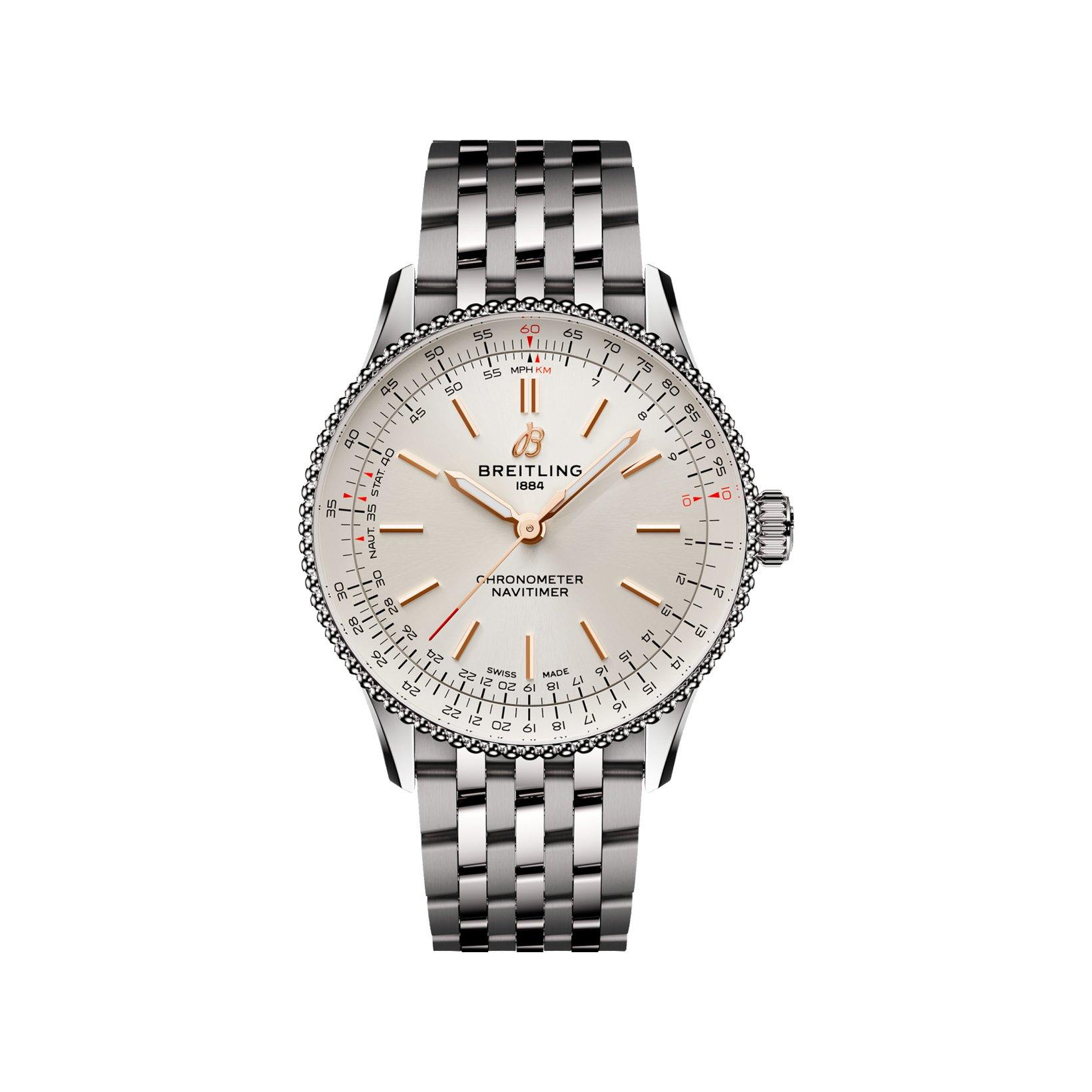 Breitling Navitimer B17 Automatic 36 mm Stainless Steel Watch  White Dial  Stainless Steel Bracelet